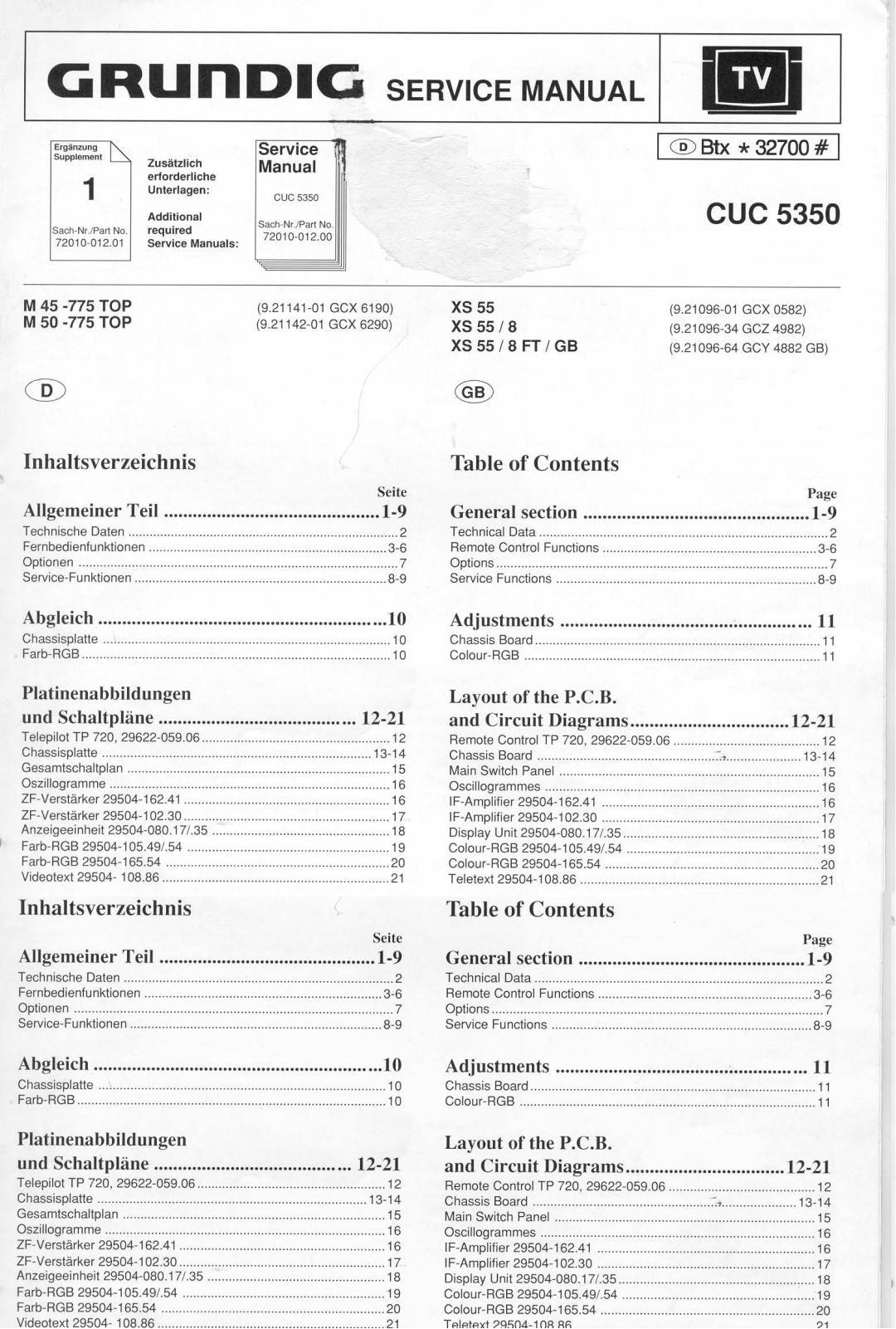 GRUNDIG CUC-5350 Service Manual