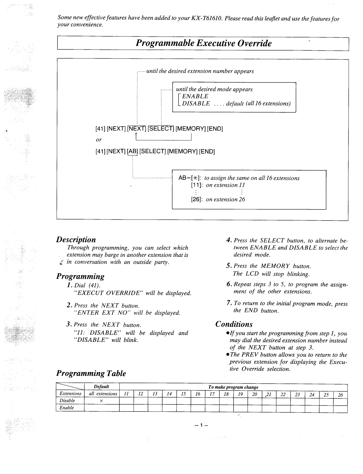 PANASONIC KX-T61610 User Guide