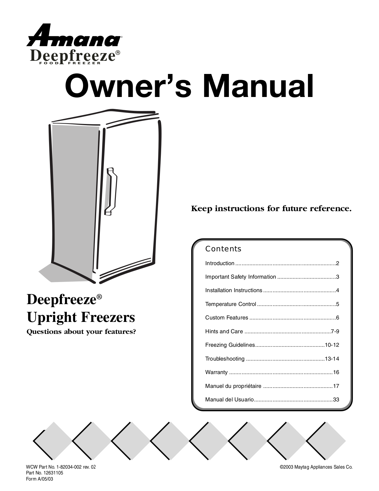 Amana 12631105 User Manual