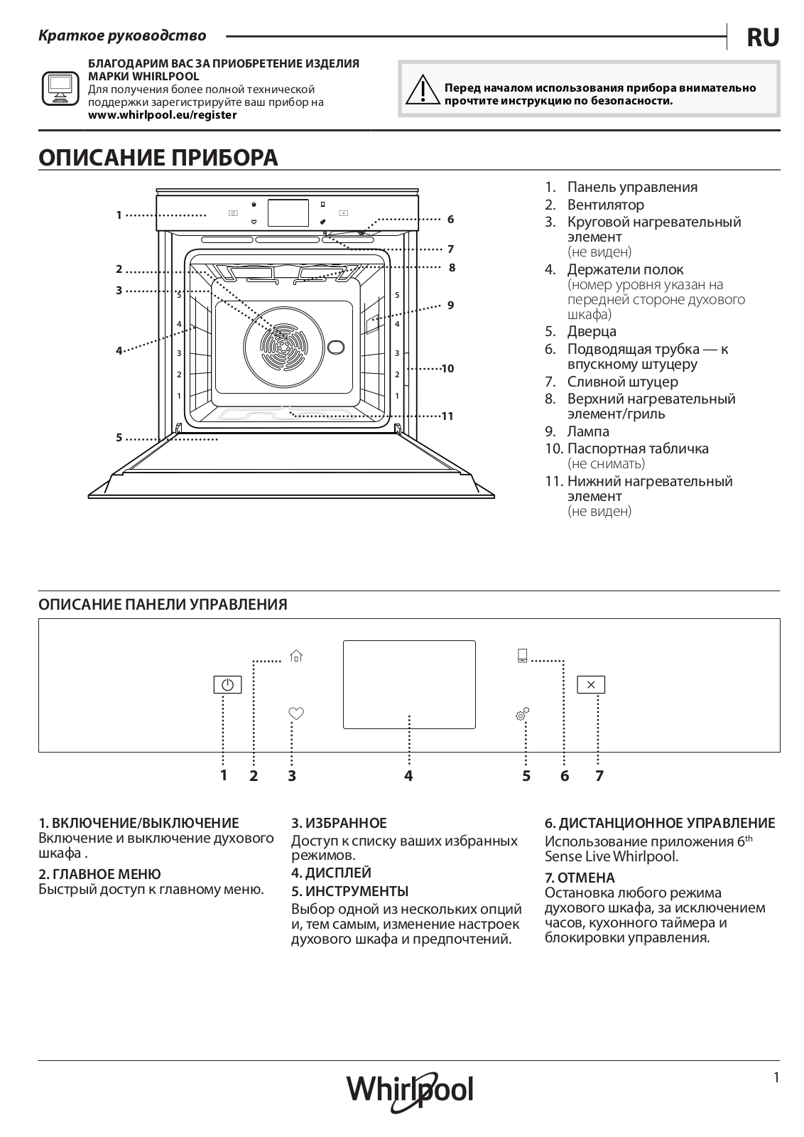 WHIRLPOOL W11I OP1 4S2 H Daily Reference Guide