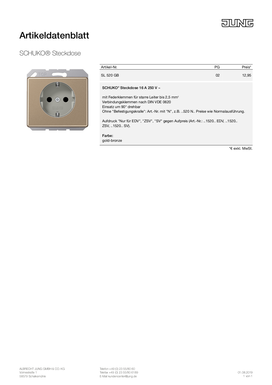 Jung SL 520 GB User Manual