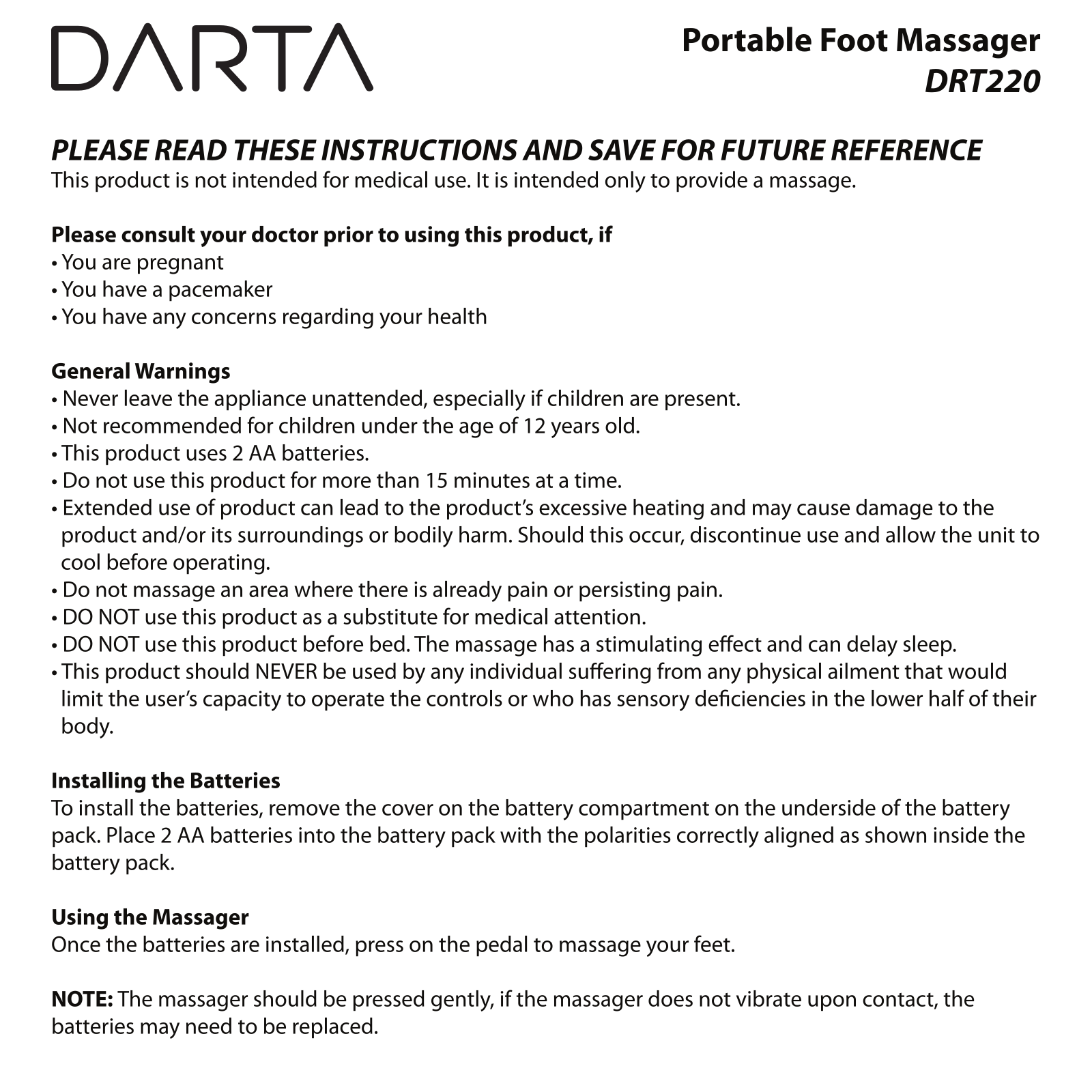 Darta DRT220 User Manual