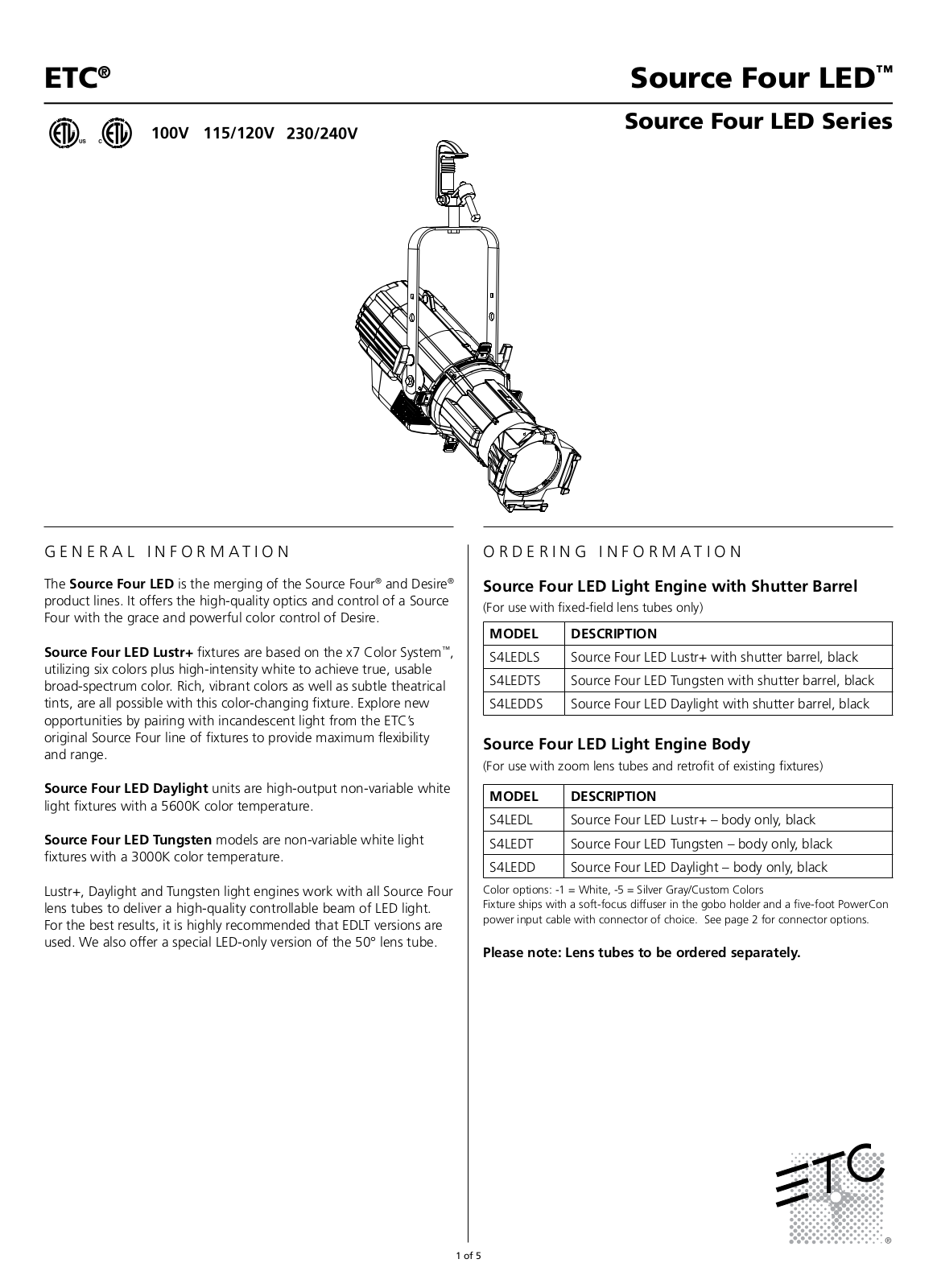 ETC S4LEDLS, S4LEDD, S4LEDDS, S4LEDTS, S4LEDL User Manual