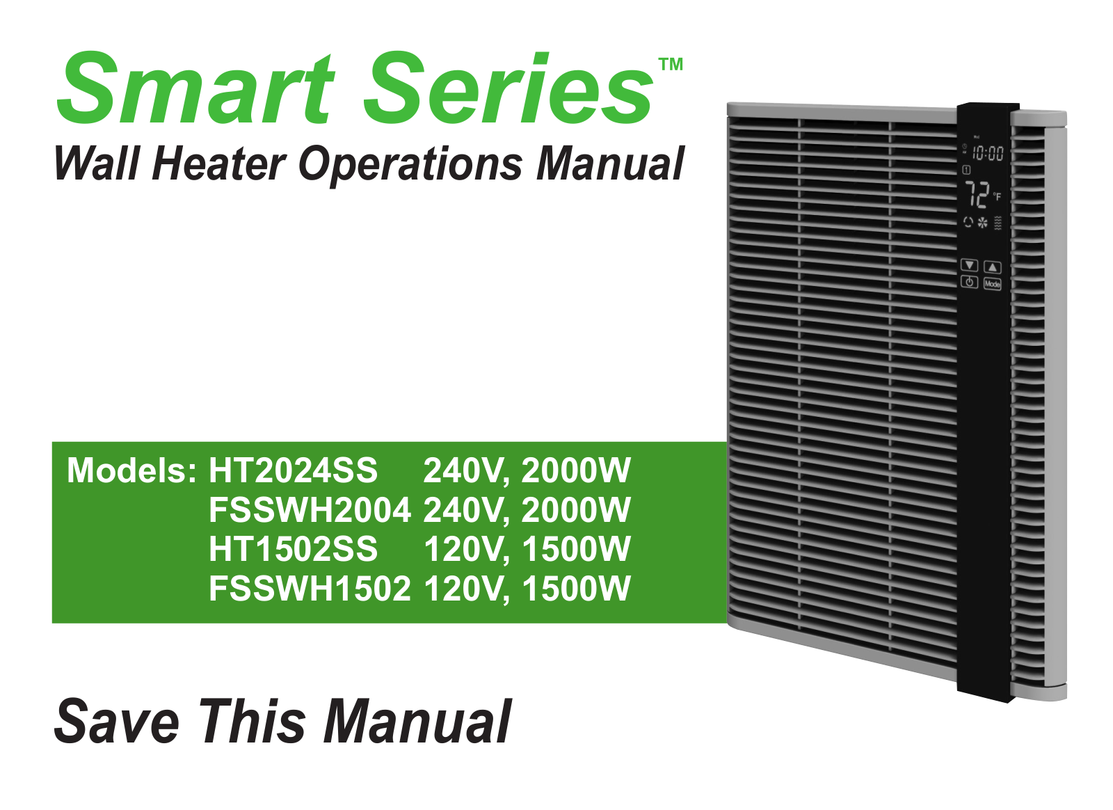 Marley HT2024SS, FSSWH2004, HT1502SS, FSSWH1502 User Manual