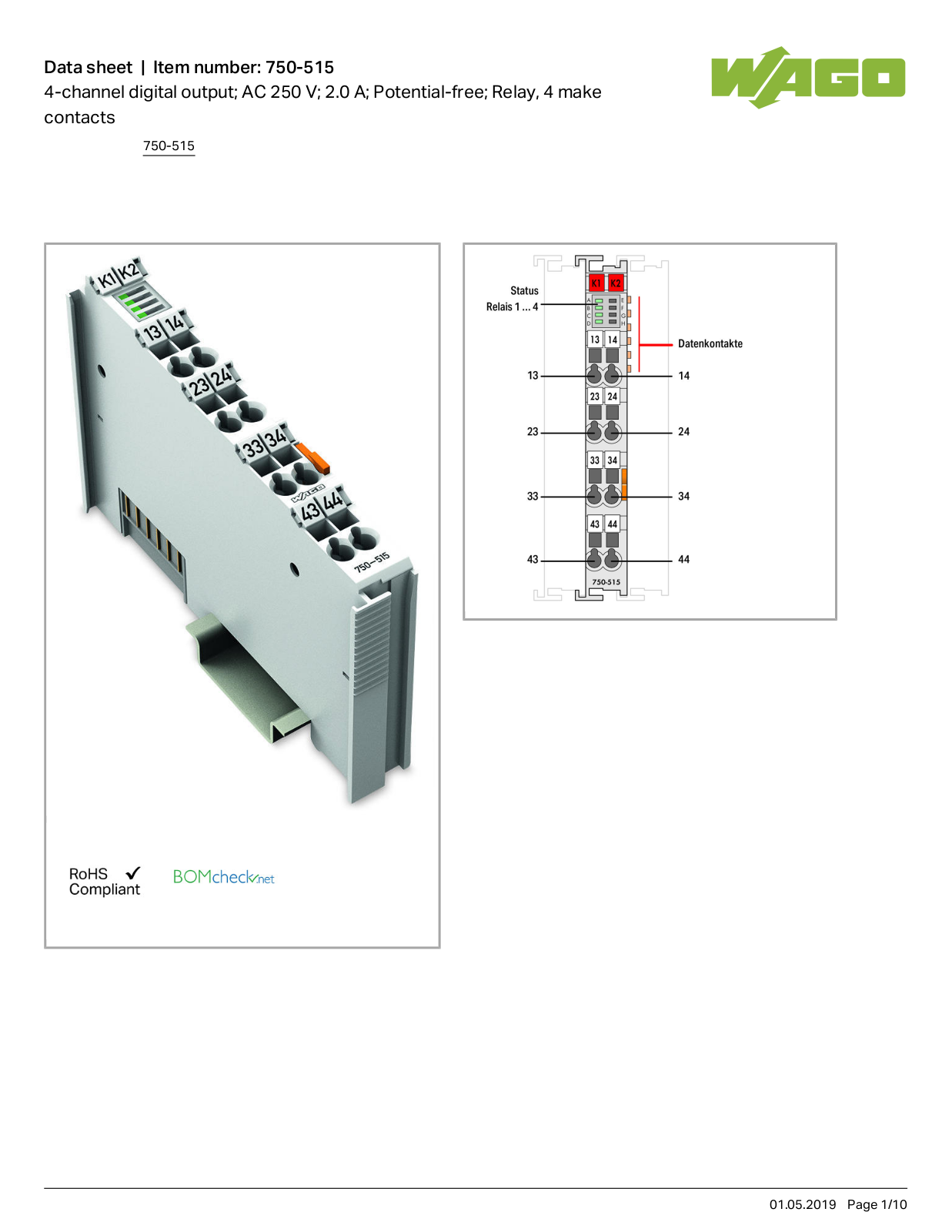 Wago 750-515 Data Sheet