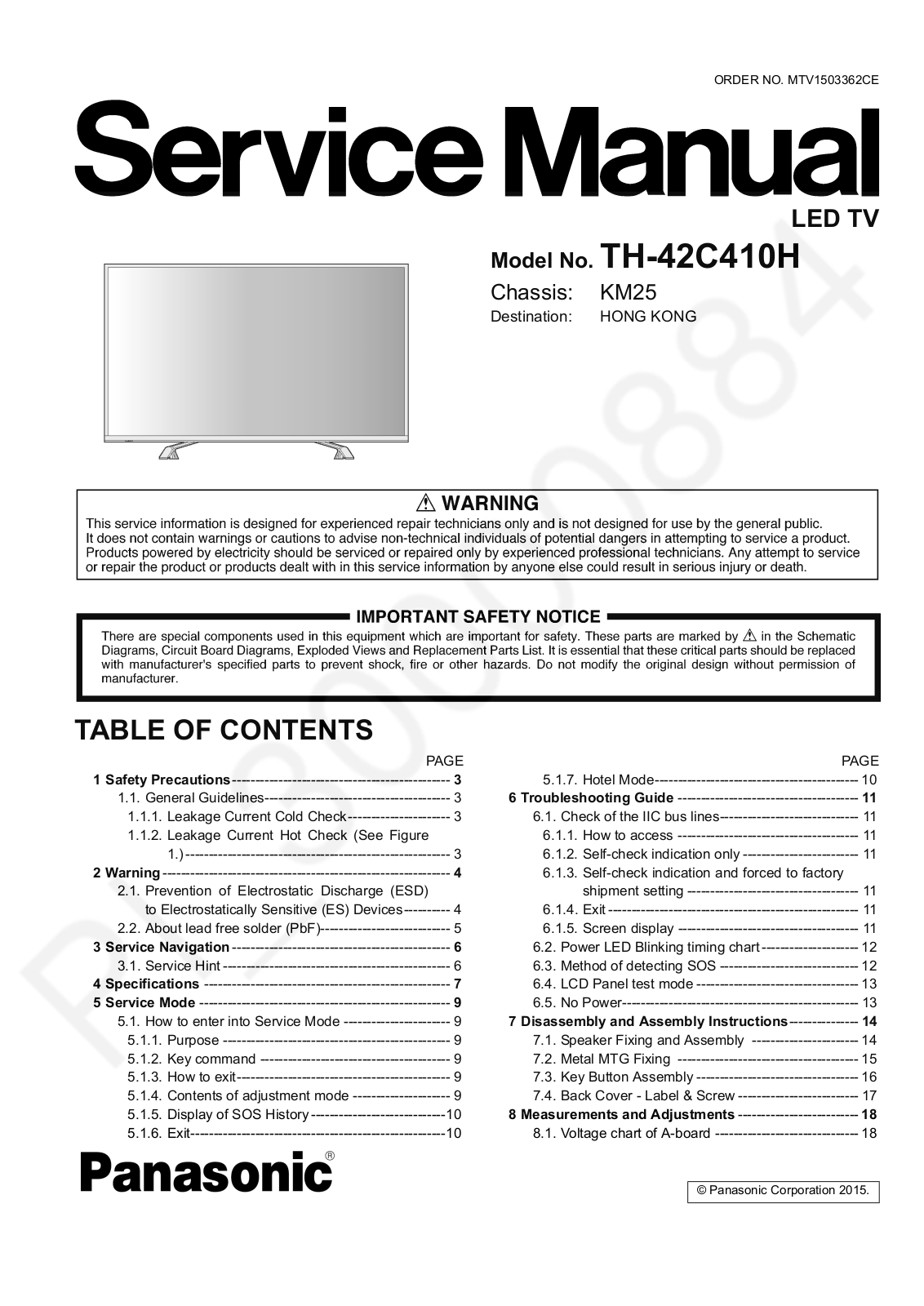 Panasonic TH-42C410H Schematic