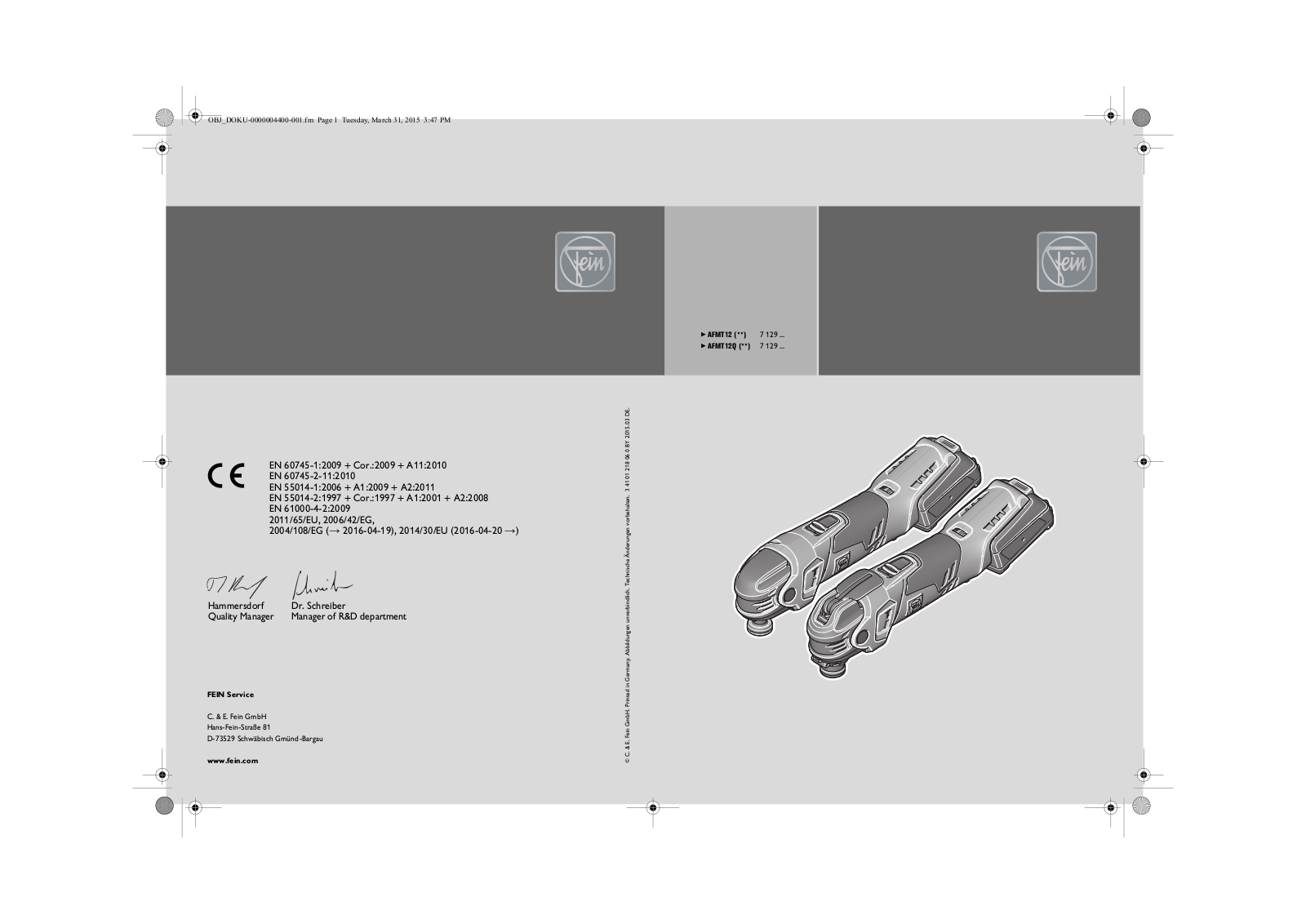 Fein AFMT12, AFMT12Q User Guide