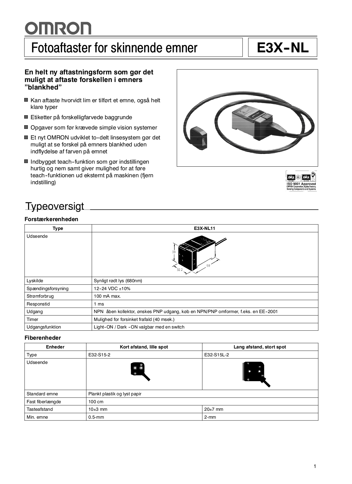 Omron E3X-NL DATASHEET