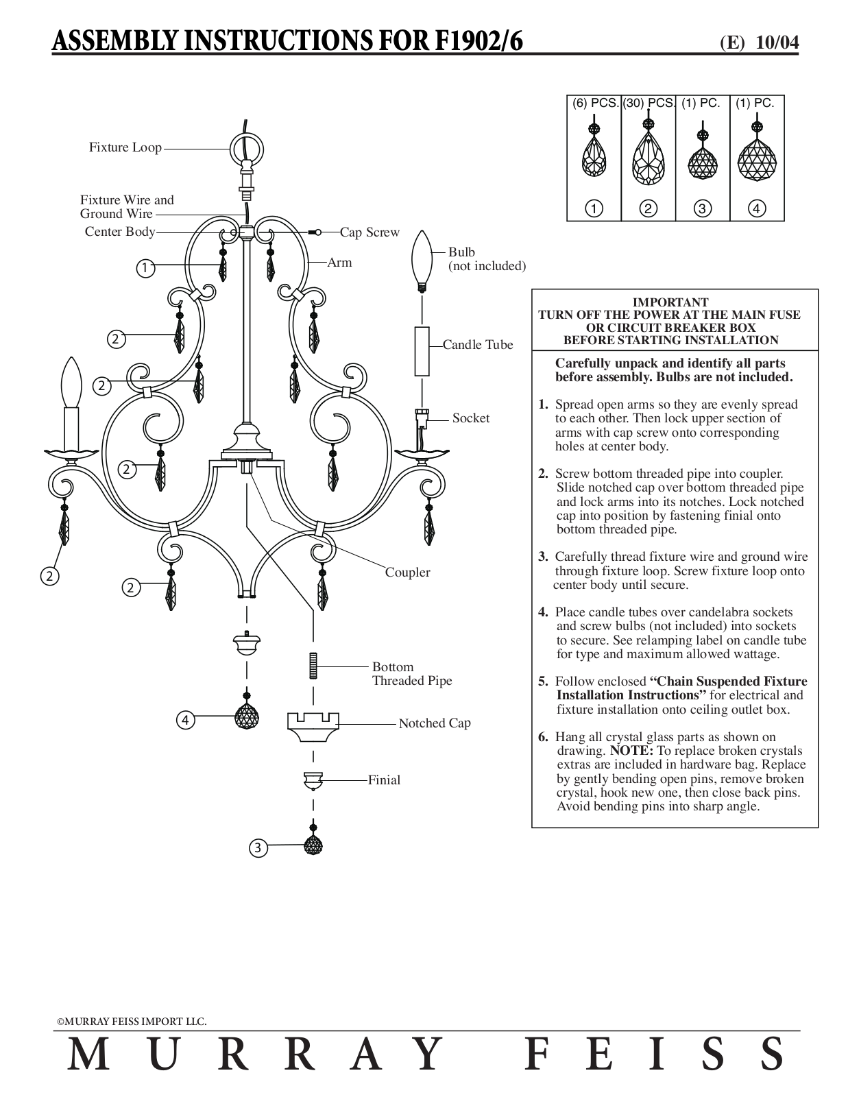 Feiss F1902 User Manual