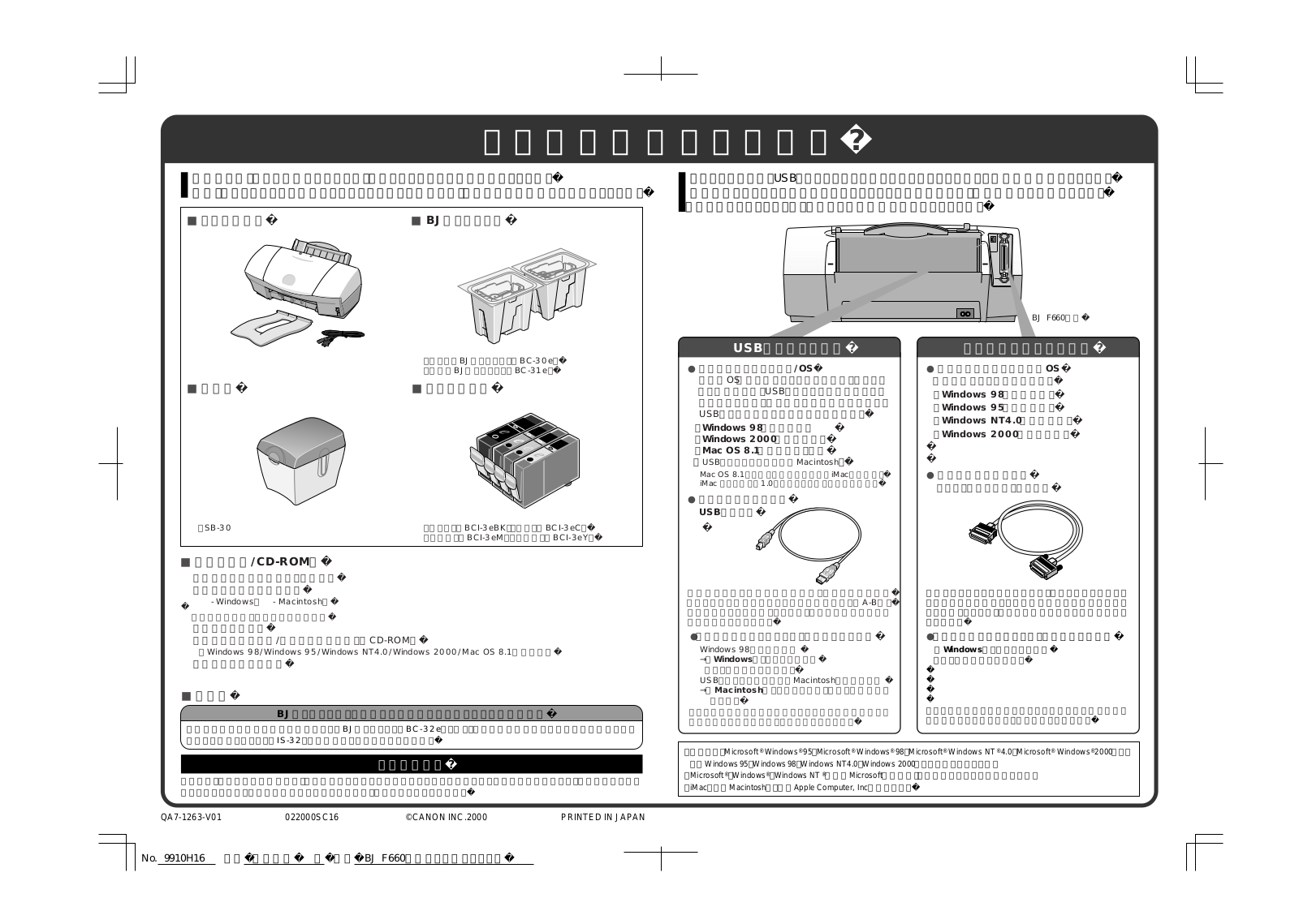 Canon BJ F660 Setup poster