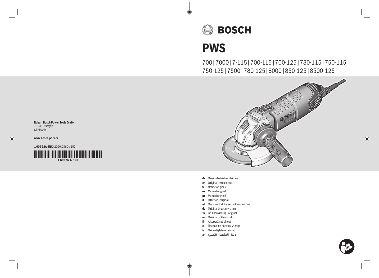 Bosch PWS 7500, PWS 780-125, PWS 8000, PWS 850-125, PWS 8500-125 User Manual