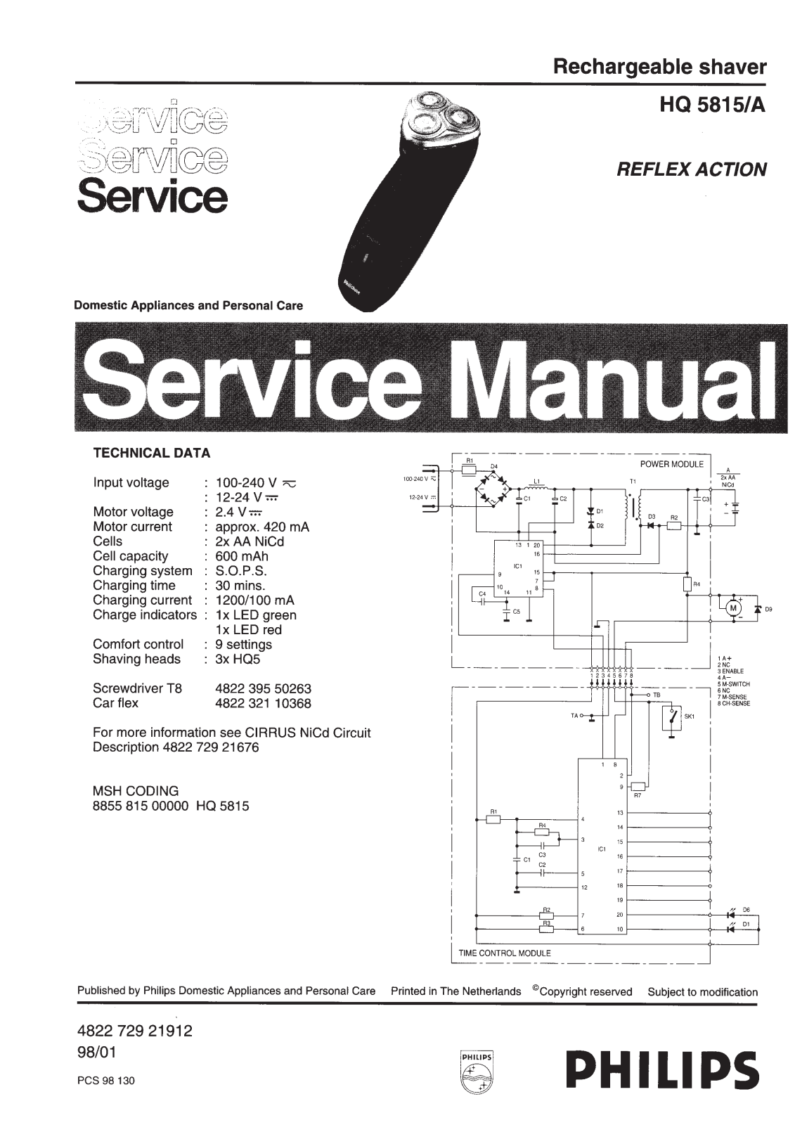 Philips HQ5815A Service Manual