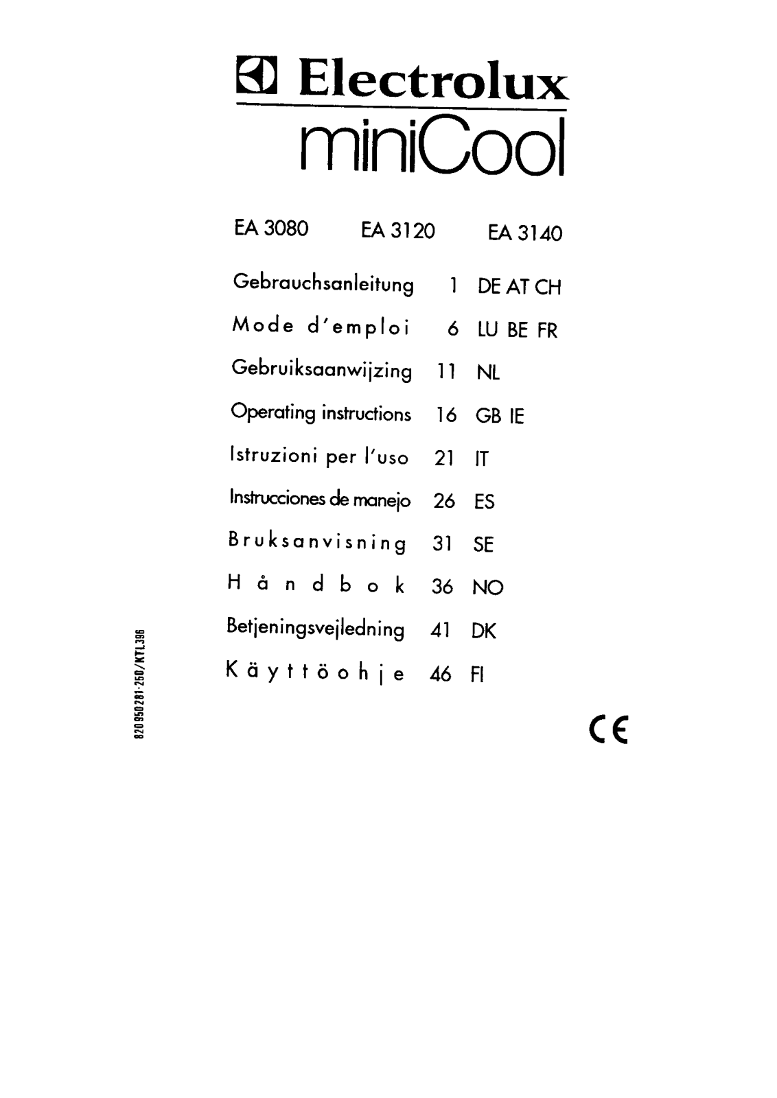 AEG EA3080, RA0420, RA0450, EA3100, EA3120 User Manual