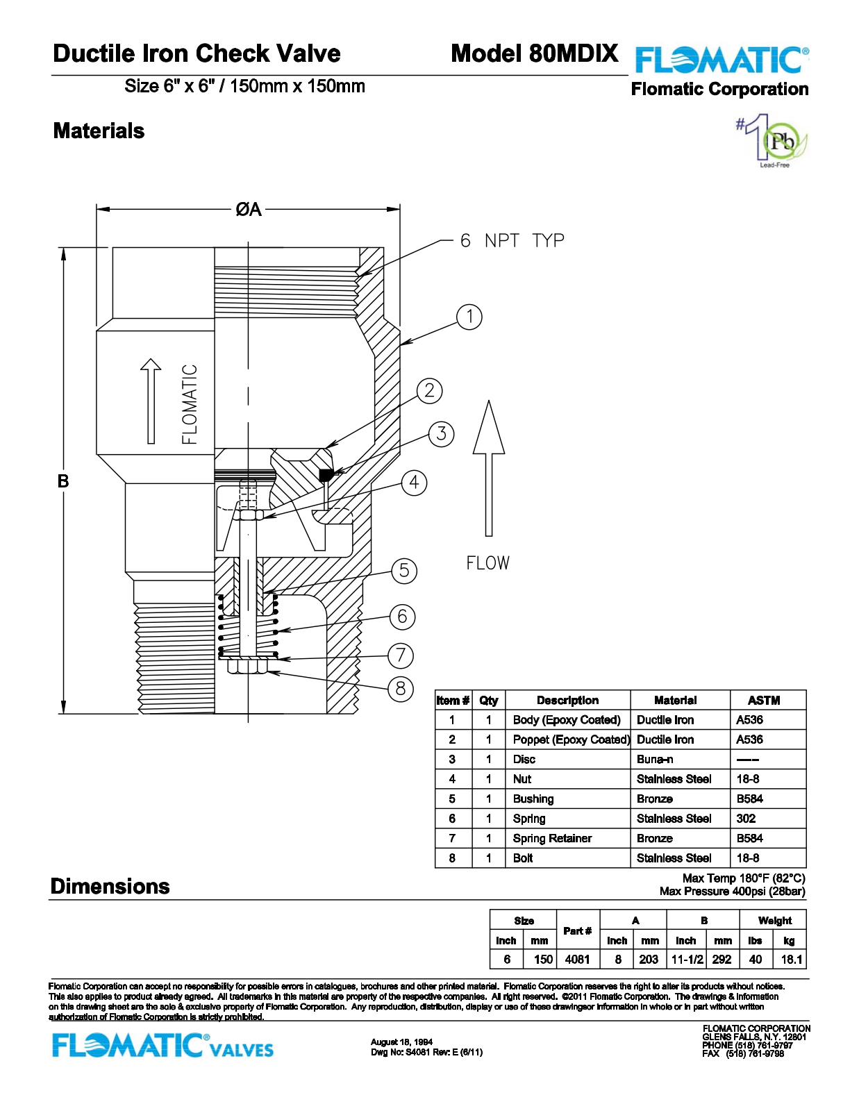 Flomatic 80MDIX Parts List