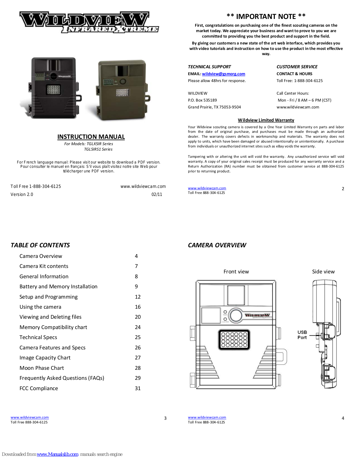 Wildview STC-TGL5IRS1 Instruction Manual