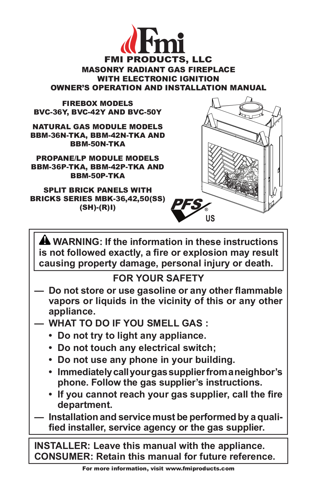 FMI BVC-42Y, BVC-36Y, BVC-50Y User Manual