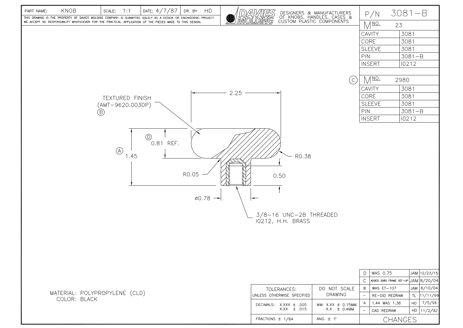 Davies Molding 3081-B Reference Drawing