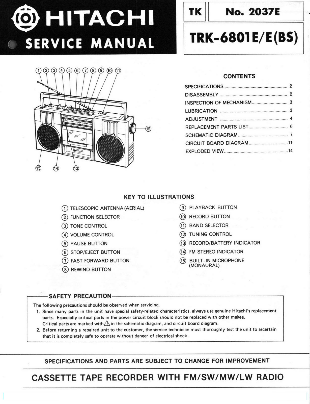 Hitachi TRK-6801-E Schematic