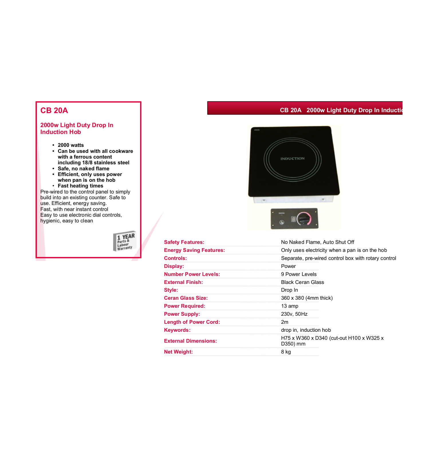 Valera CB 20A DATASHEET