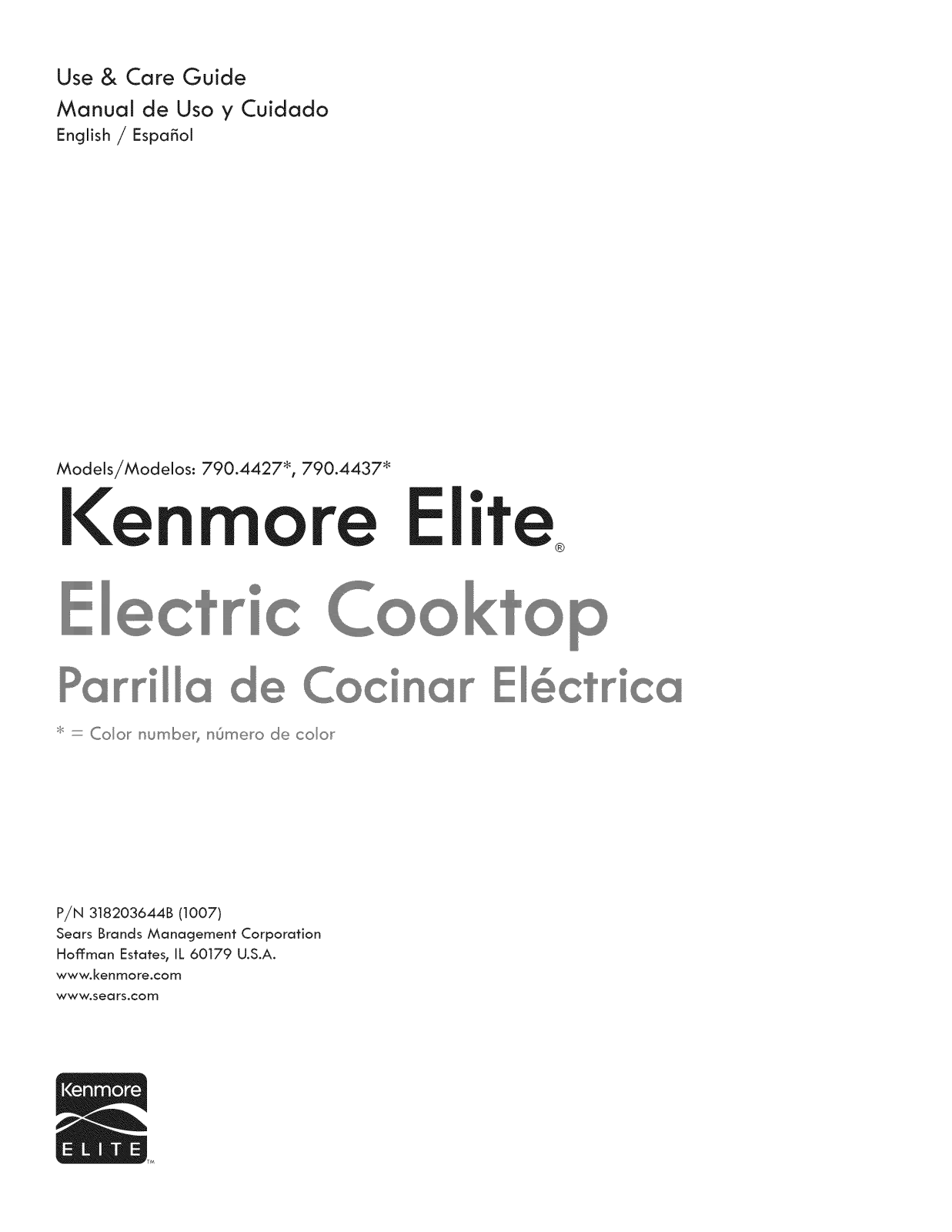 Kenmore 44379, Elite 30 Electric Cooktop, 44373 Owner's Manual