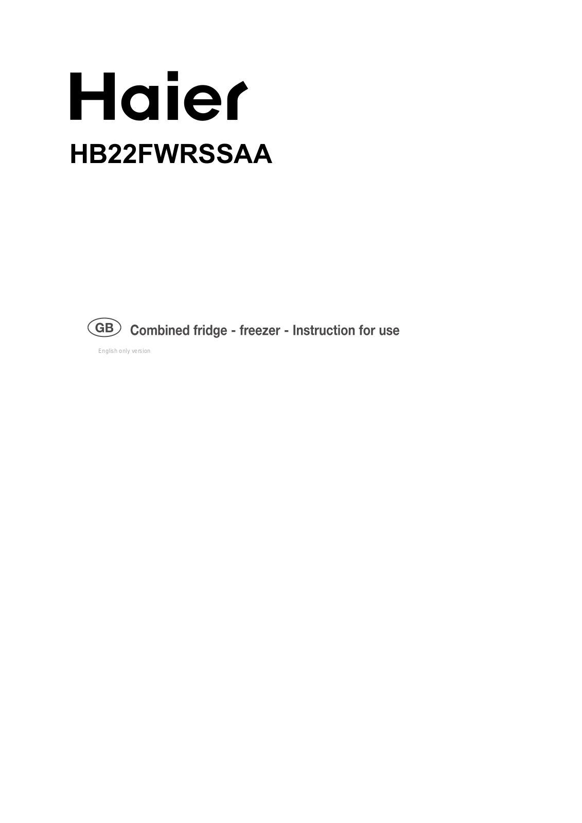 Haier hb22fwrssaa Instruction manual