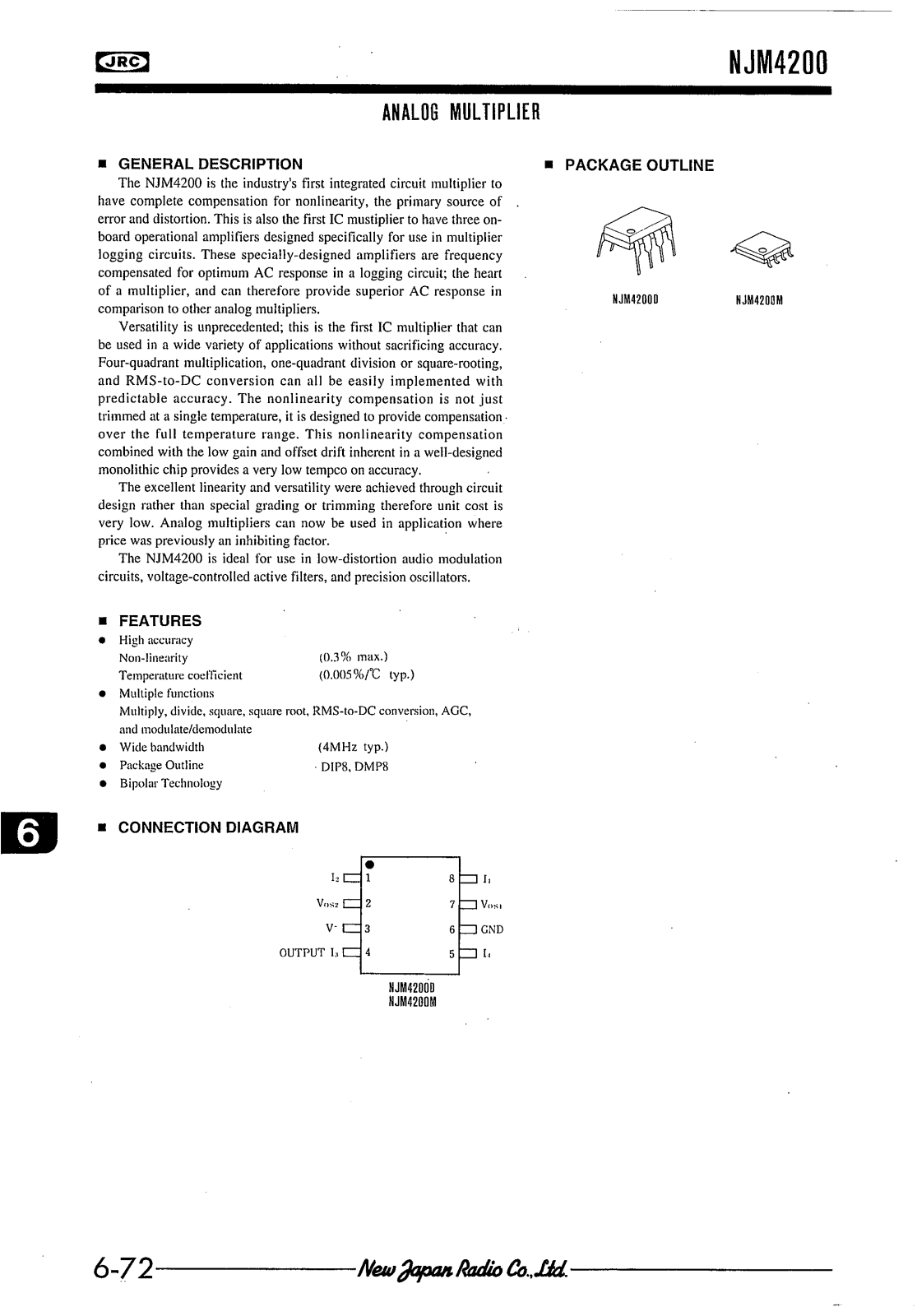 JRC NJM4200D, NJM4200M Datasheet