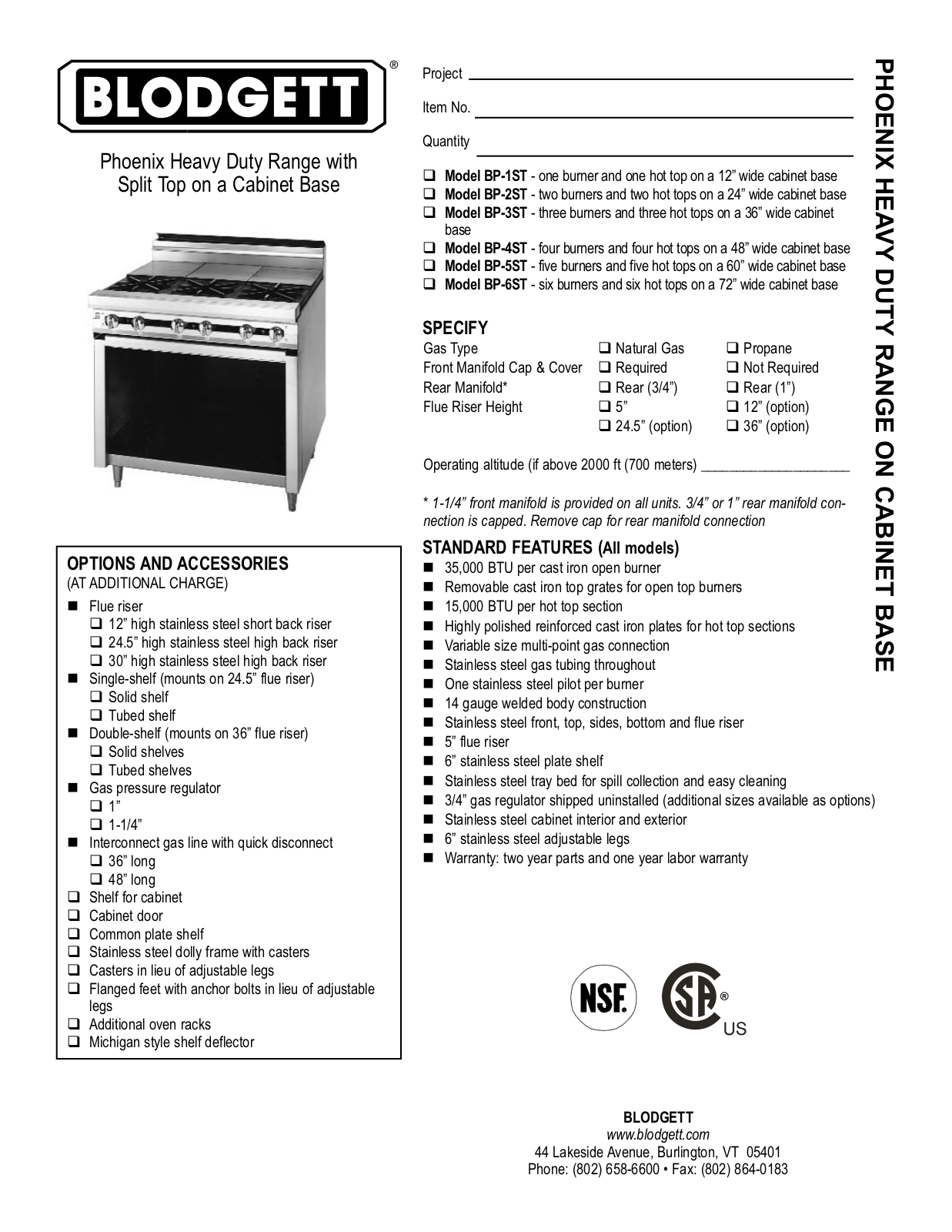 Blodgett BP-1ST User Manual