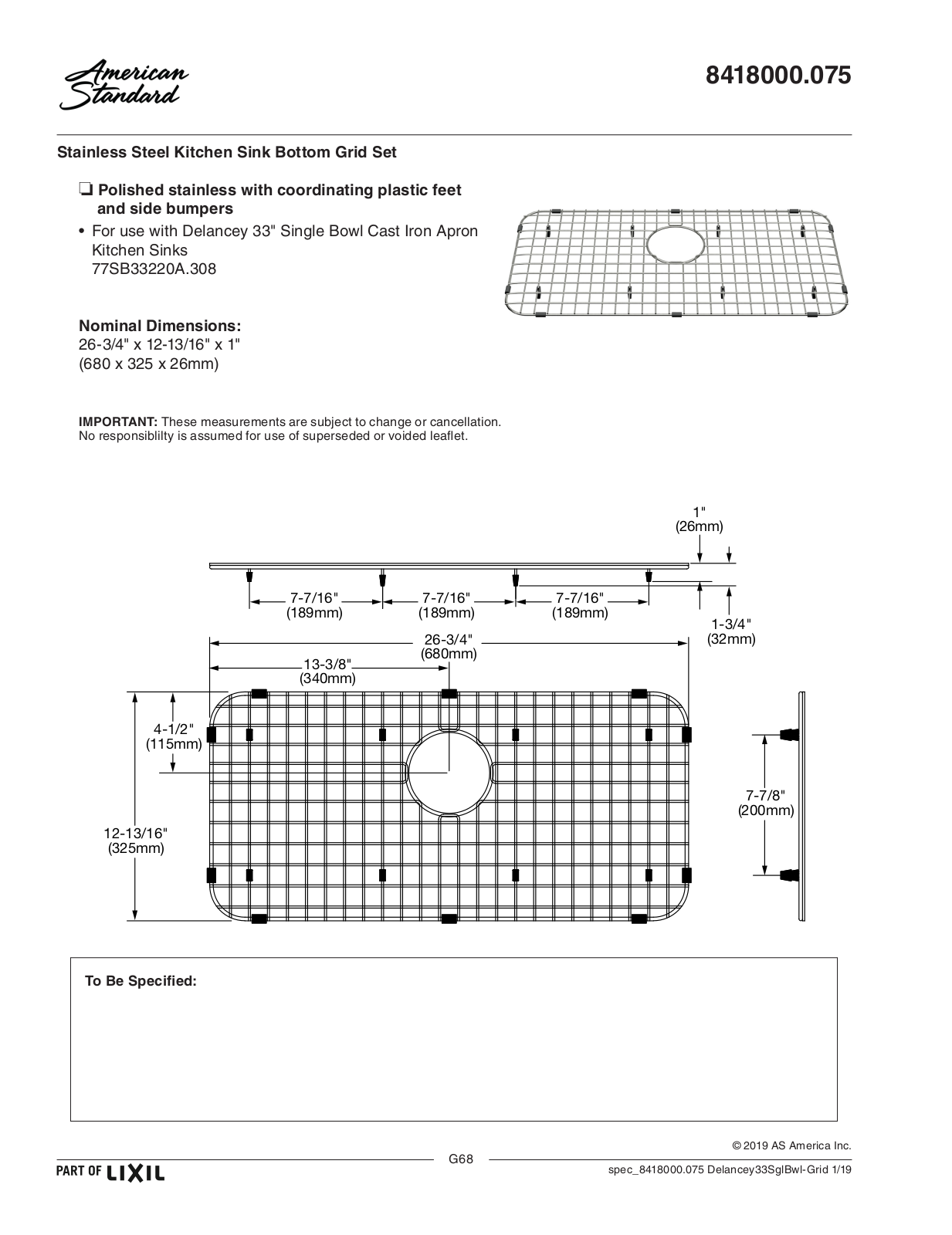 American Standard 8418000.075 User Manual