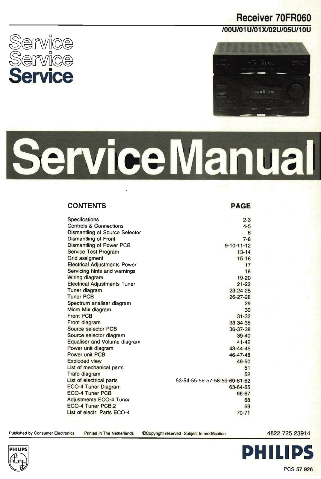 Philips 70-FR-060 Service Manual