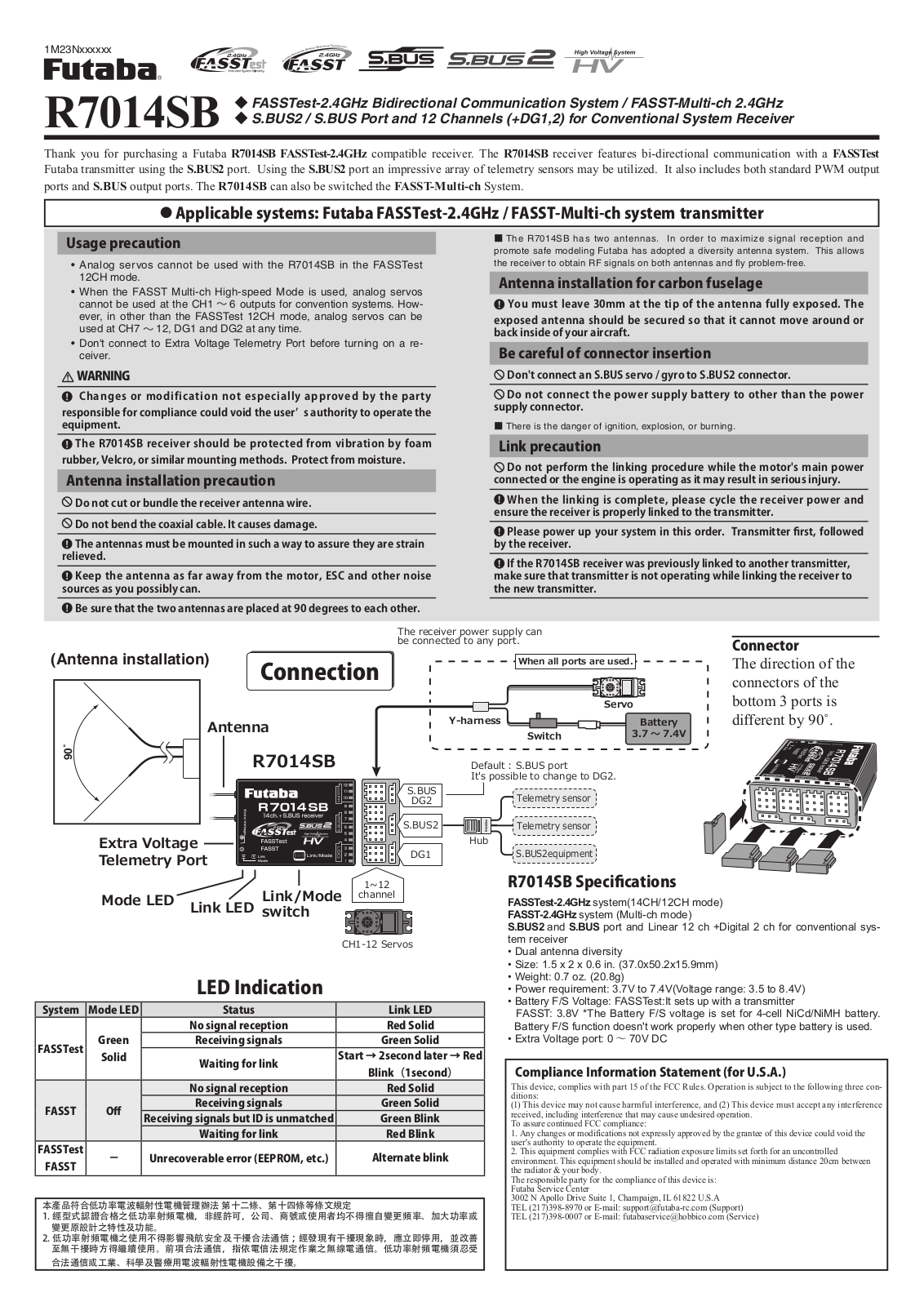 Futaba R7014SB 24G User Manual