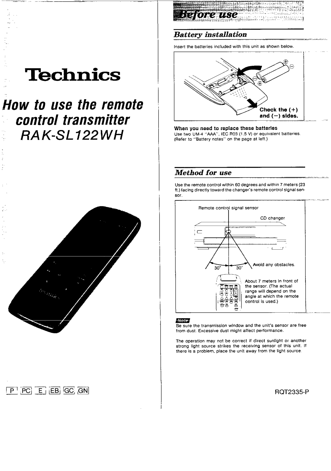 Panasonic RAKSSL122WH User Manual