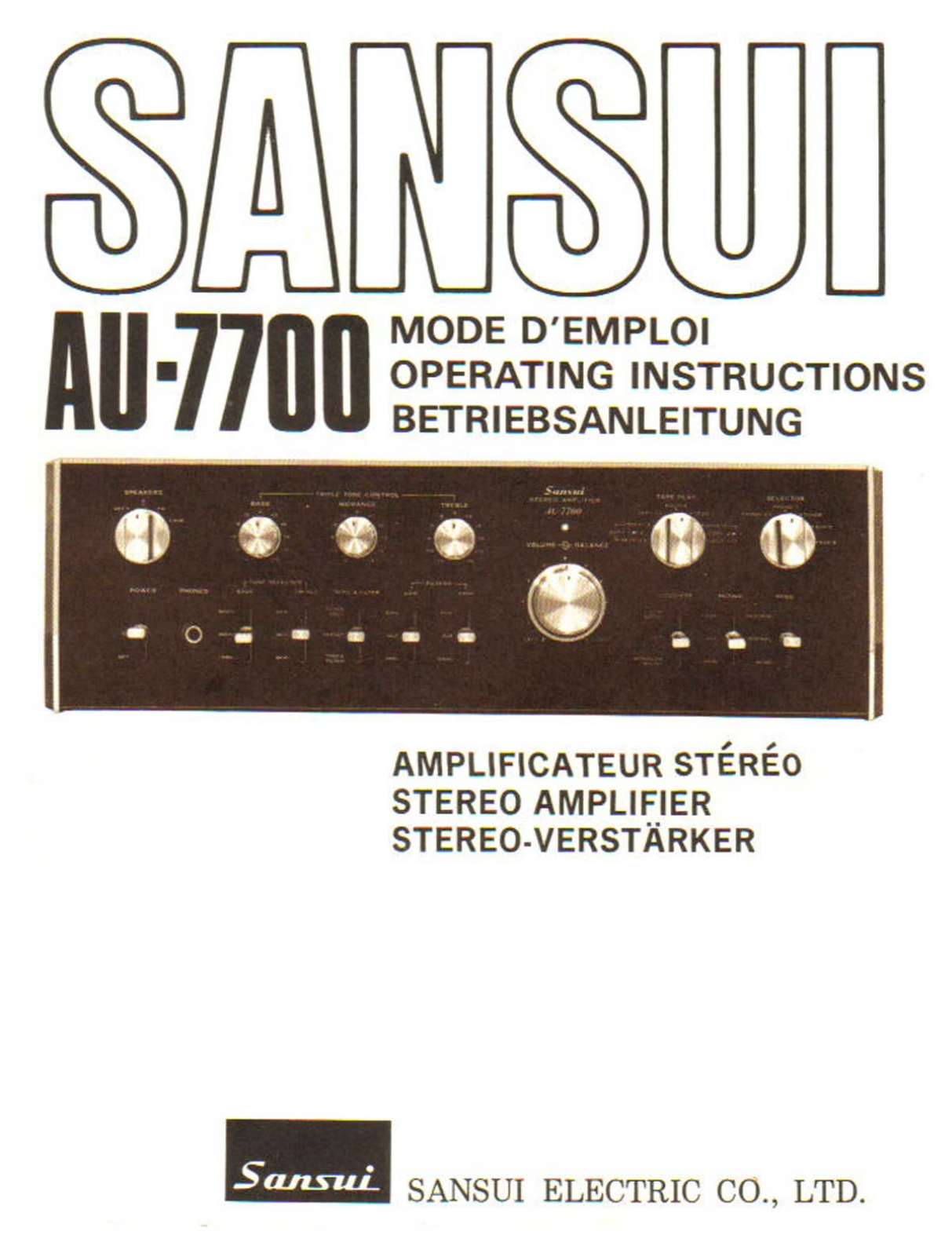 Sansui AU-7700 Owners manual