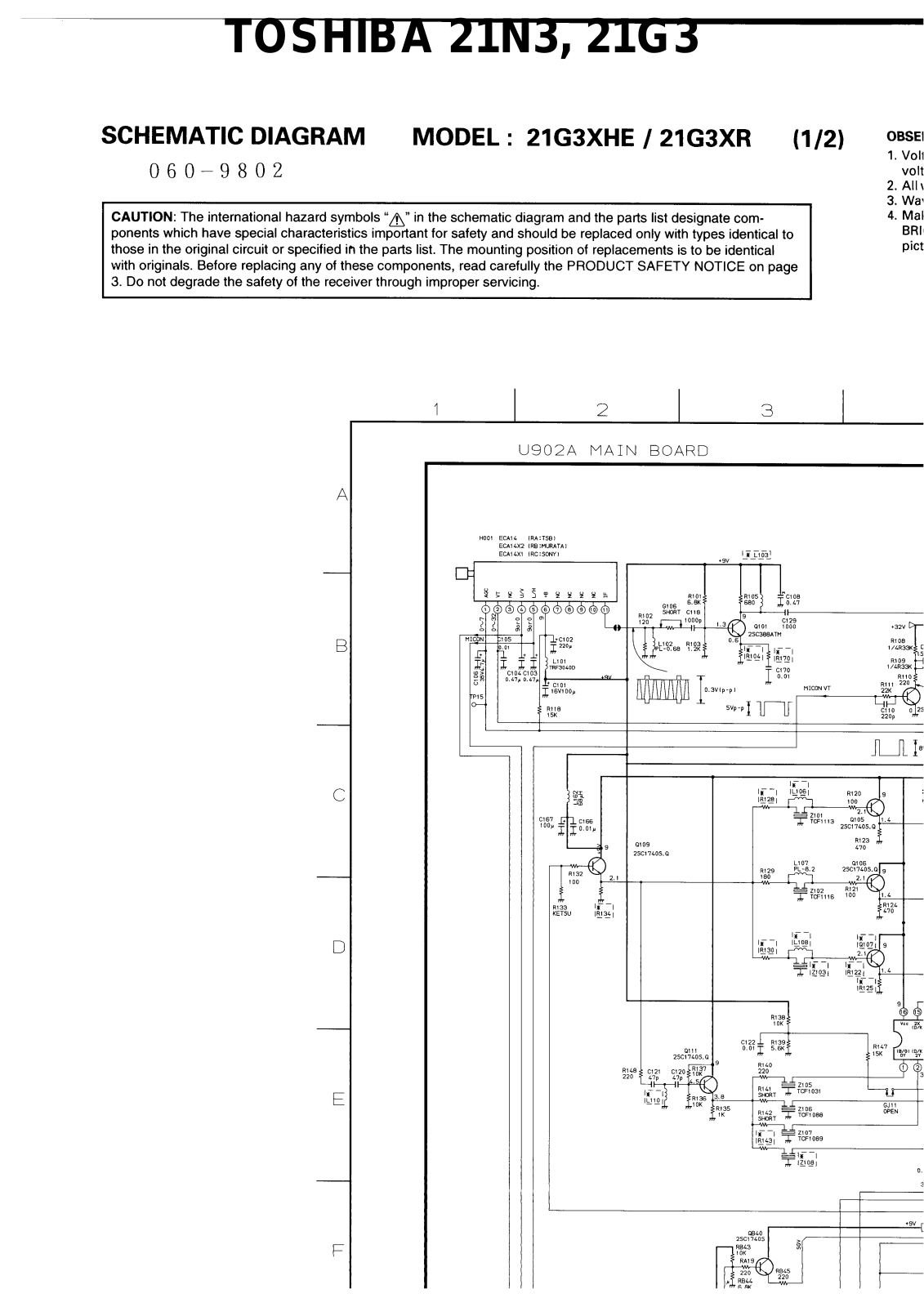 Toshiba 21G3, 21N3 Cirquit Diagram