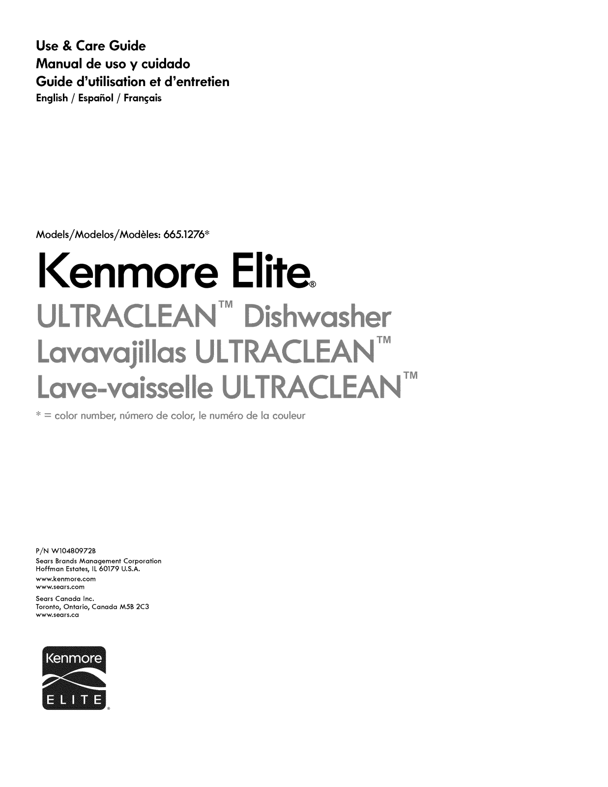 Kenmore Elite 66512762K310, 66512763K310, 66512764K310, 66512769K310 Owner’s Manual