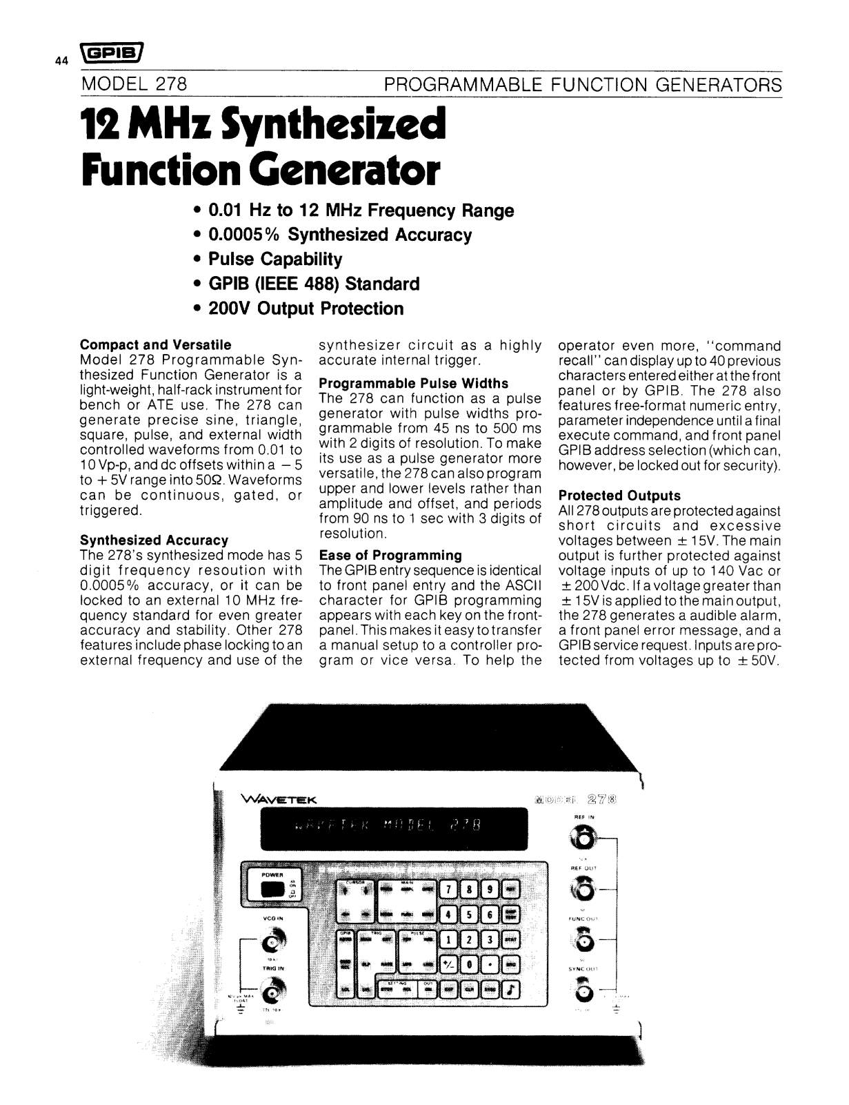 Wavetek 278 Datasheet