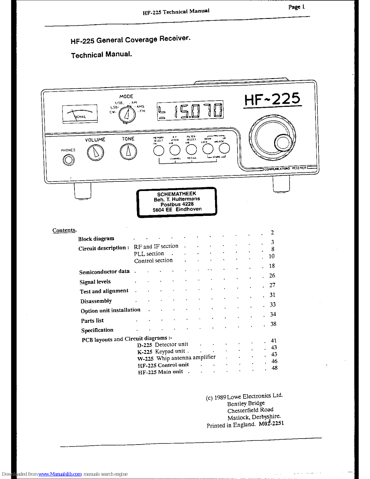 Lowe Electronics HF-225 Technical Manual - ManualMachine.com