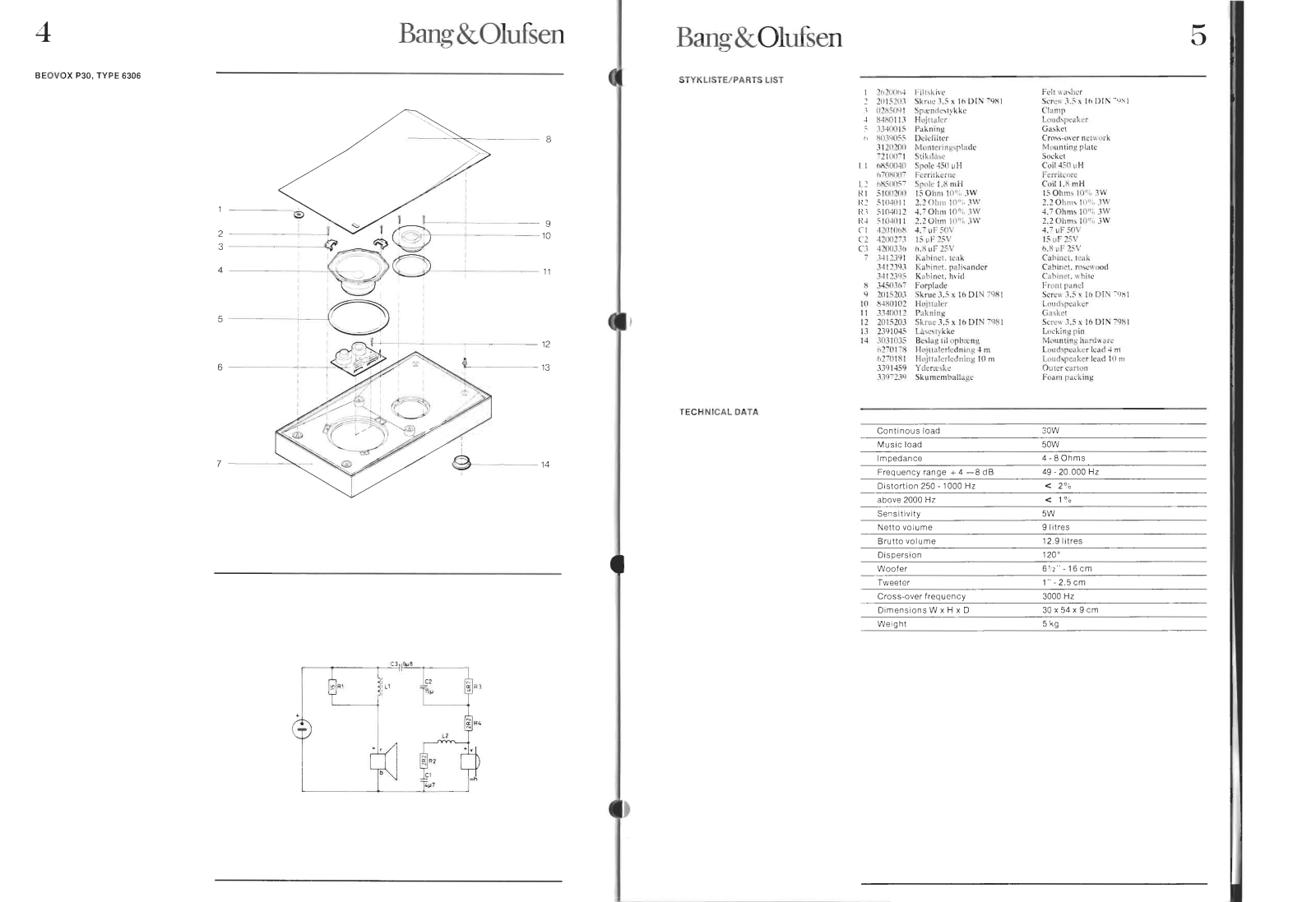 Bang and Olufsen Beovox P-30 Schematic