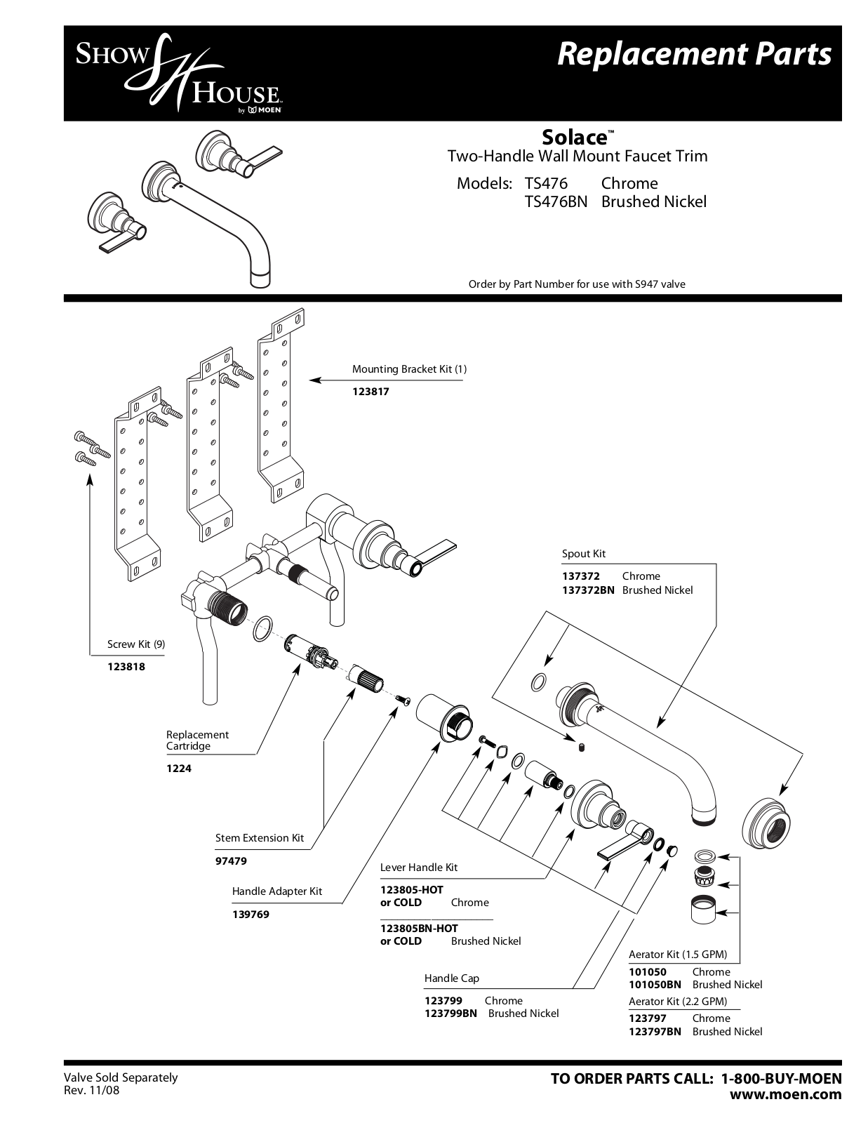 Moen TS476BN User Manual