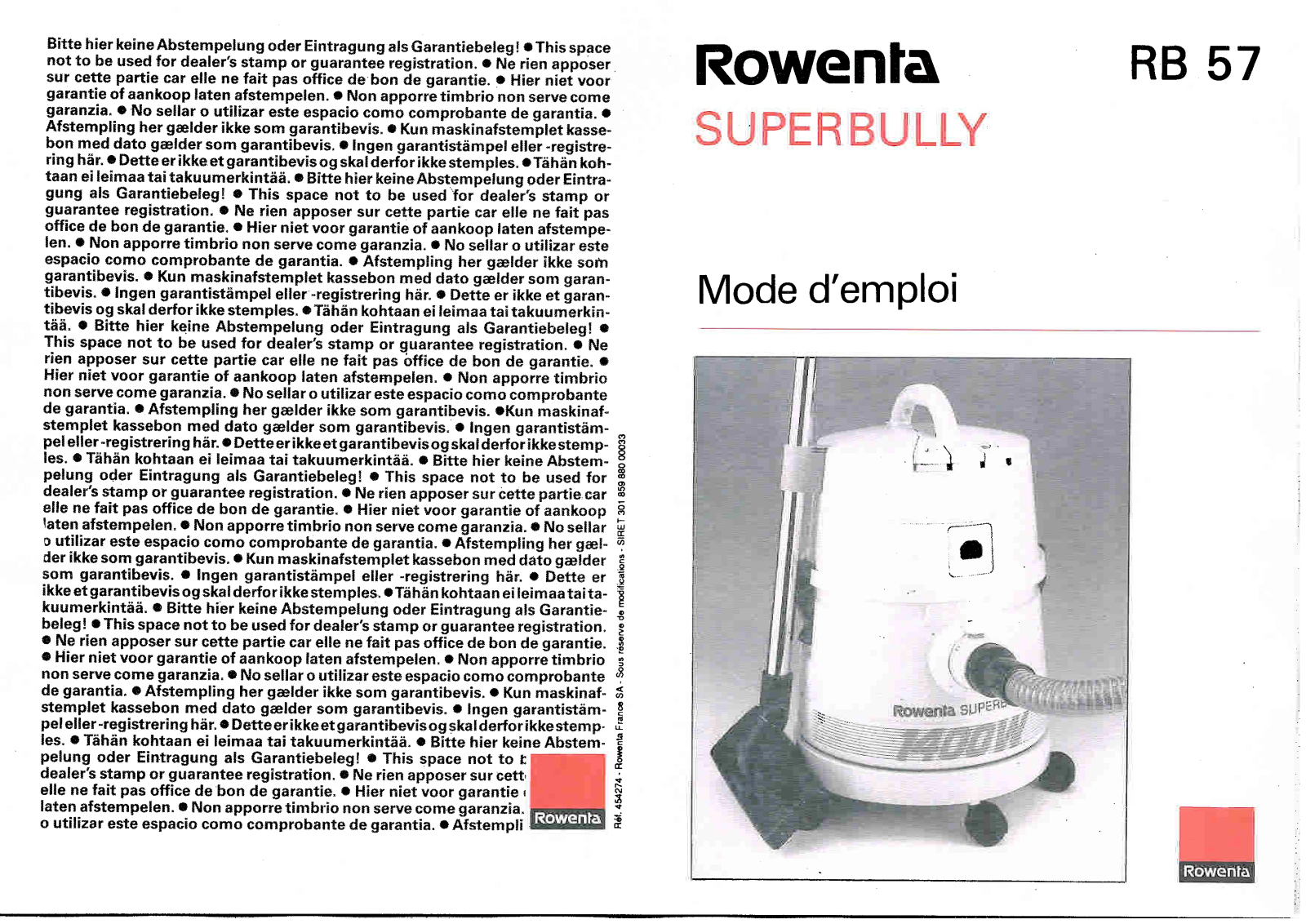 ROWENTA RB 57 User Manual