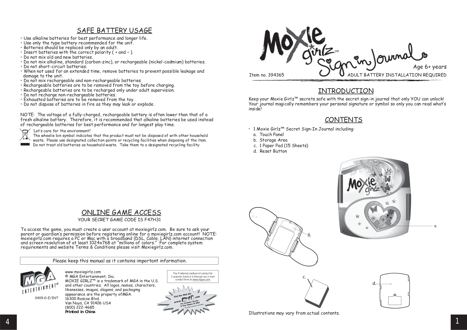 Radio Shack Moxie Girls 60-543 User Manual