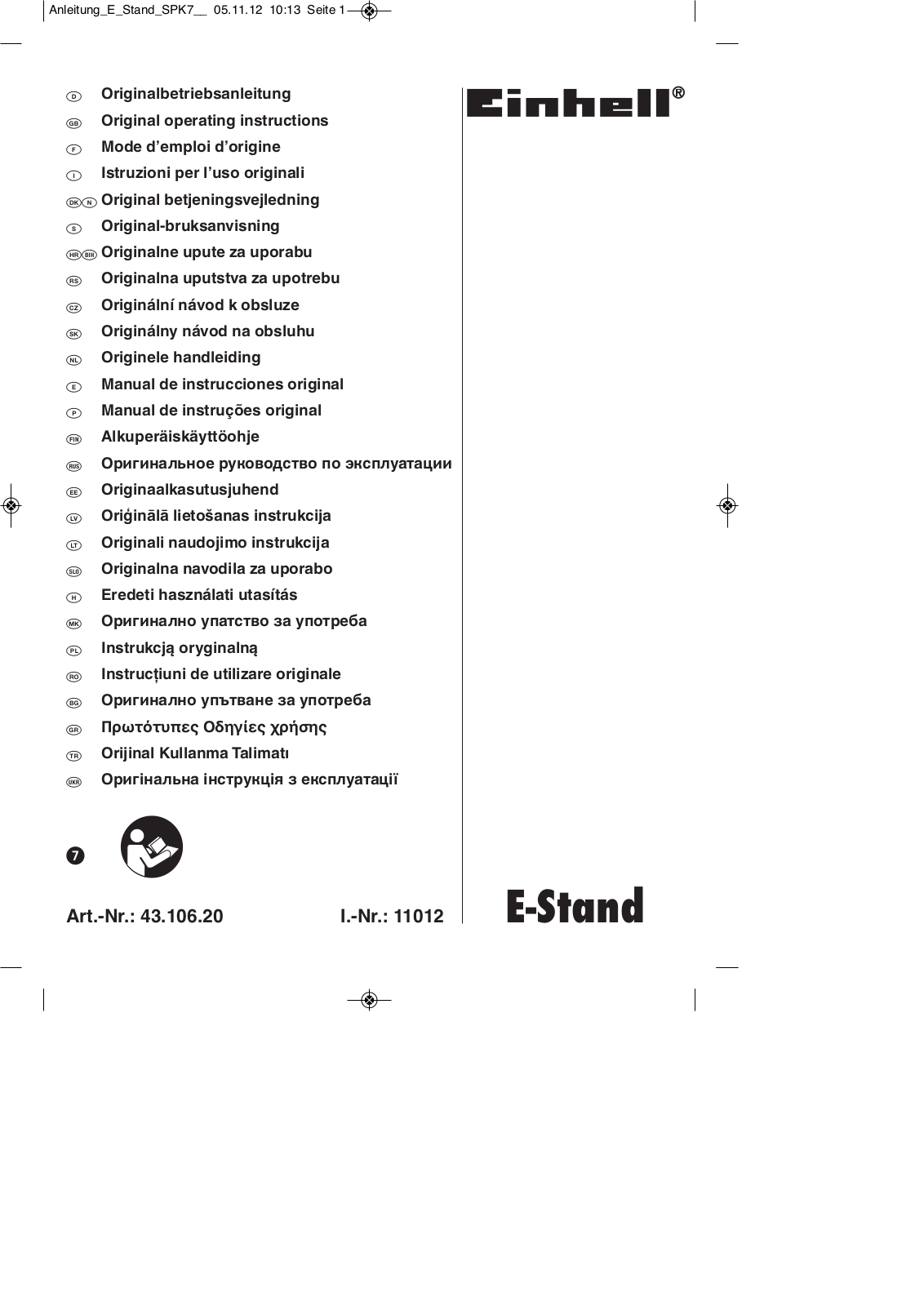 Einhell E-Stand operation manual