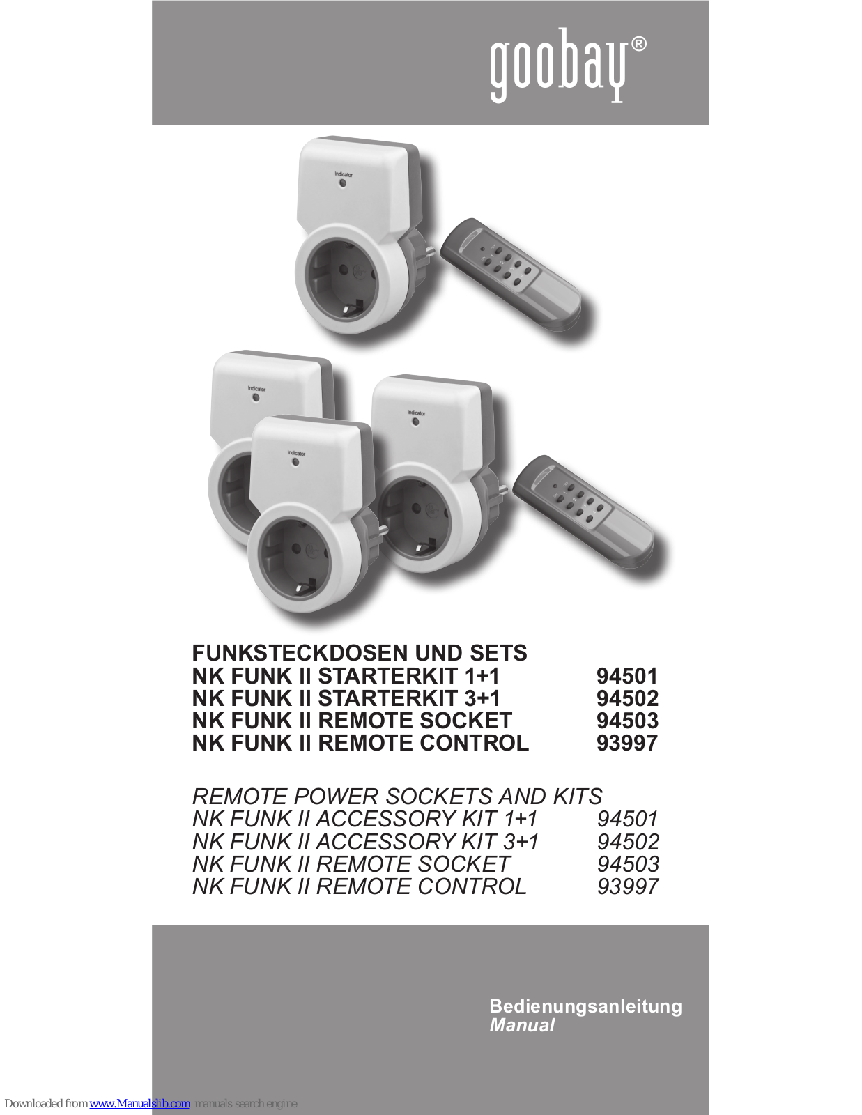 Goobay NK FUNK II ACCESSORY Kit 1+1, NK FUNK II Accessory Kit 3+1, NK FUNK II REMOTE SOCKET, NK FUNK II REMOTE CONTROL User Manual