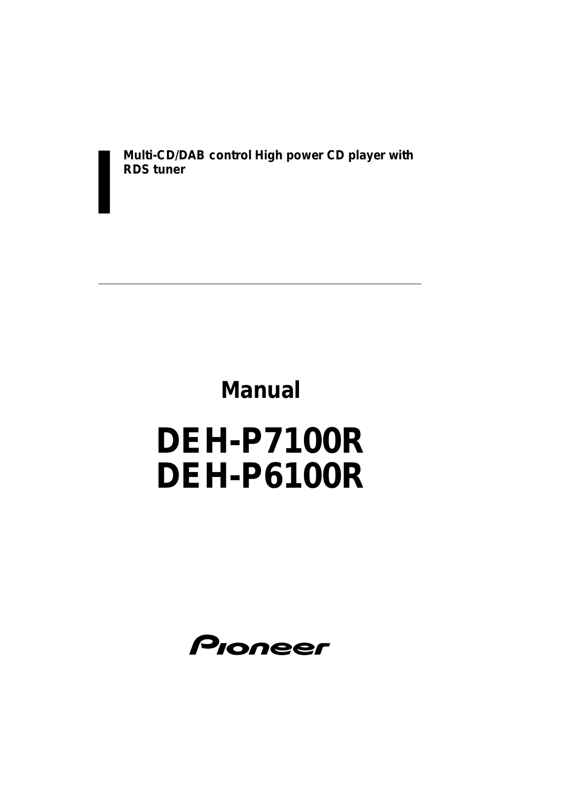 PIONEER DEH-P6100R User Manual