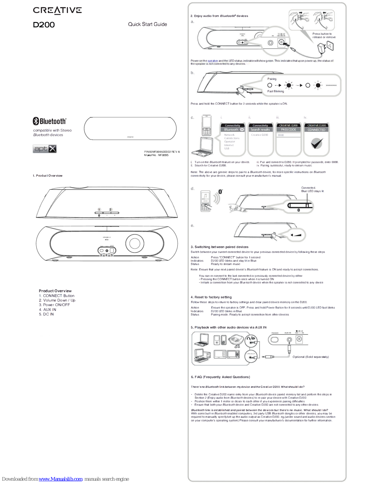 Creative D200, MF8095 Quick Start Manual