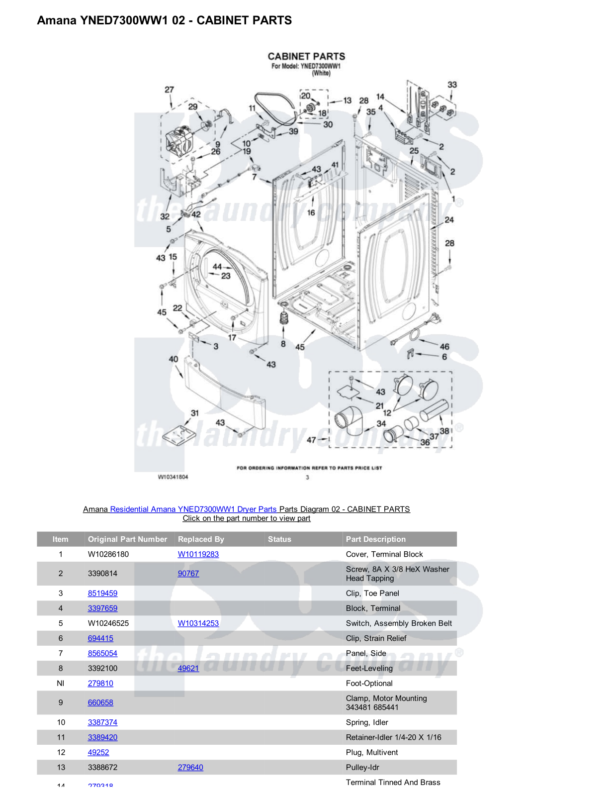 Amana YNED7300WW1 Parts Diagram