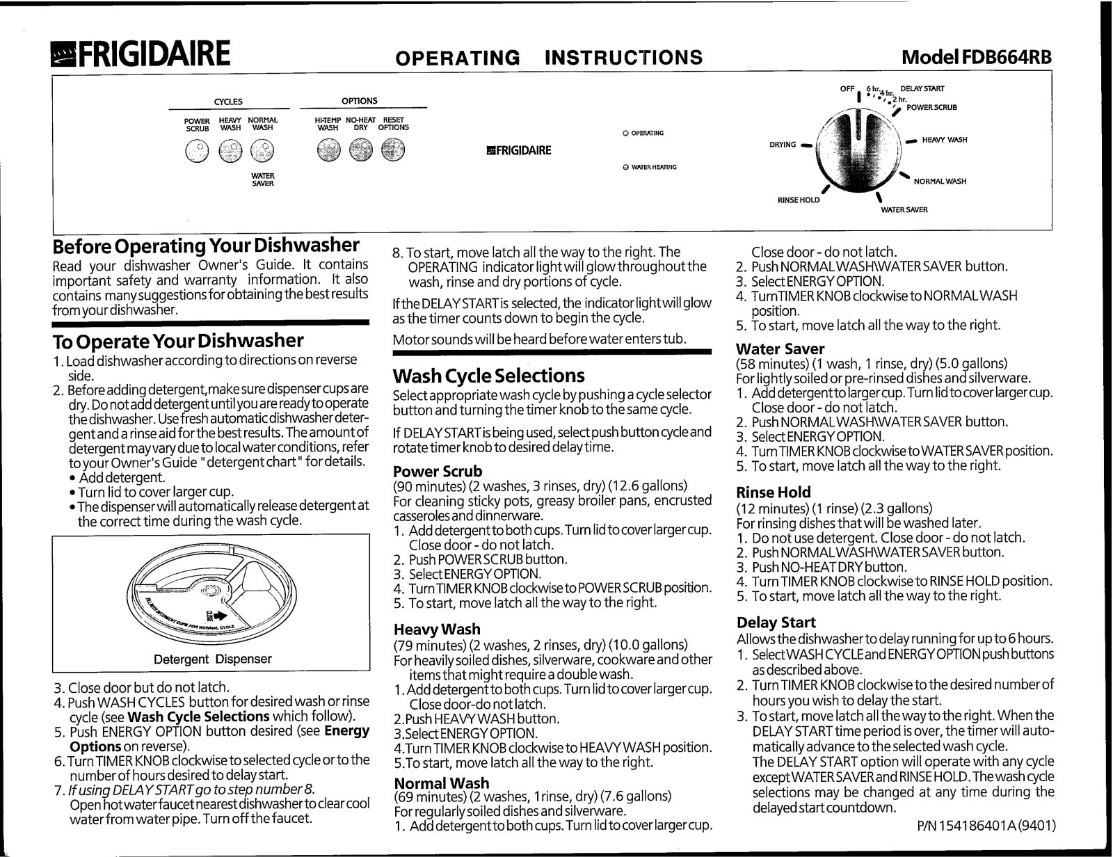 Frigidaire FDB664RB Owner's Guide