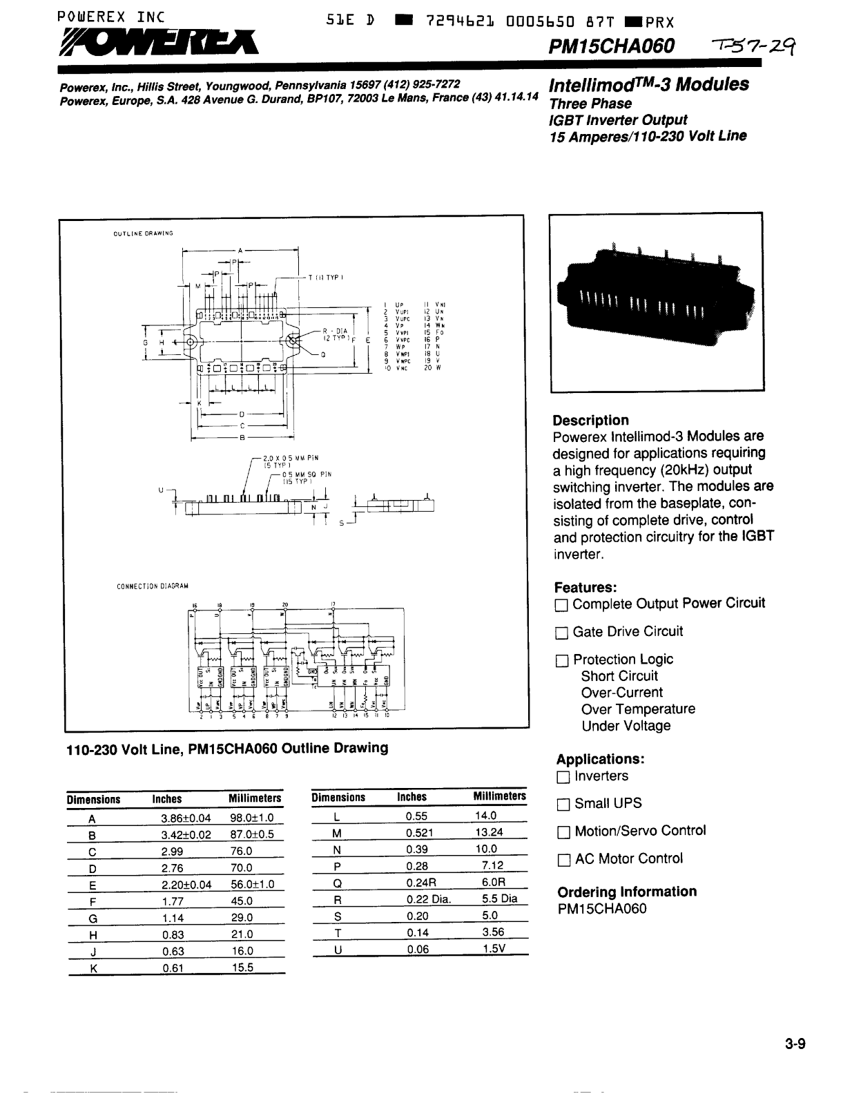 POWEREX PM15CHA060 Datasheet