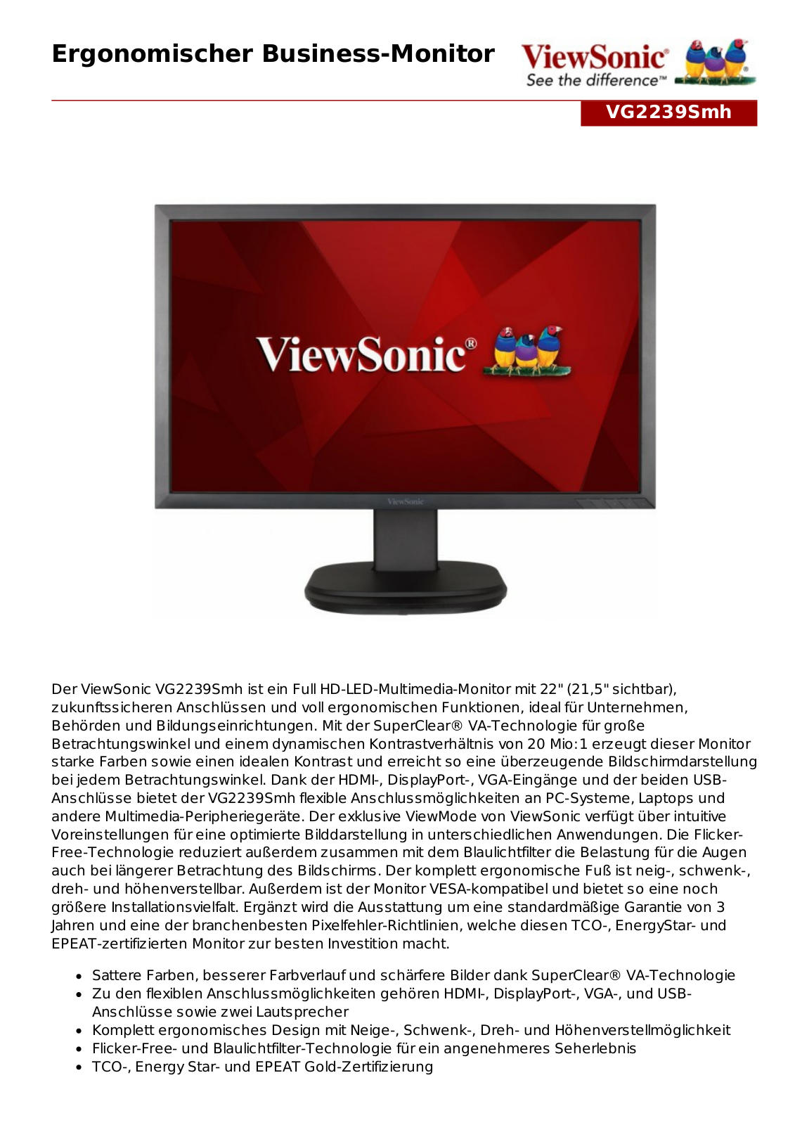 ViewSonic VG2239Smh User Manual