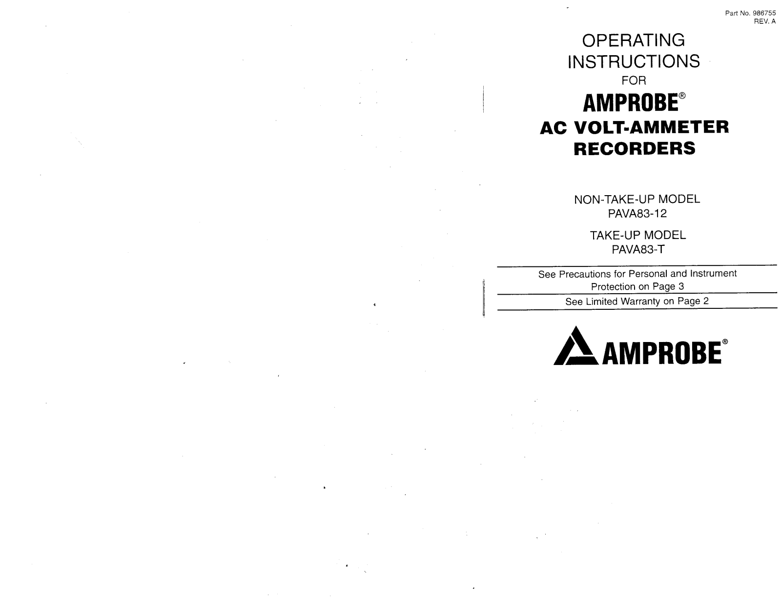 Amprobe PAVA83-12 User Manual