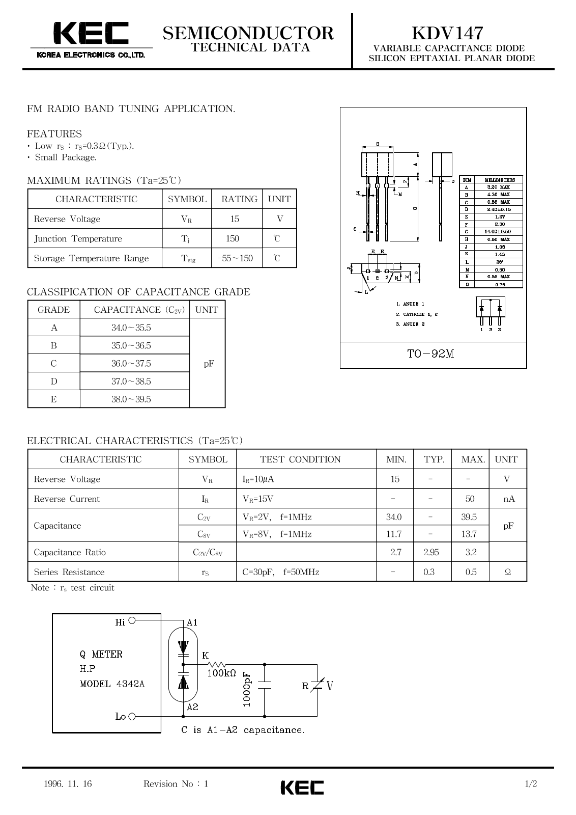 KEC KDV147B, KDV147A, KDV147D, KDV147C, KDV147E Datasheet